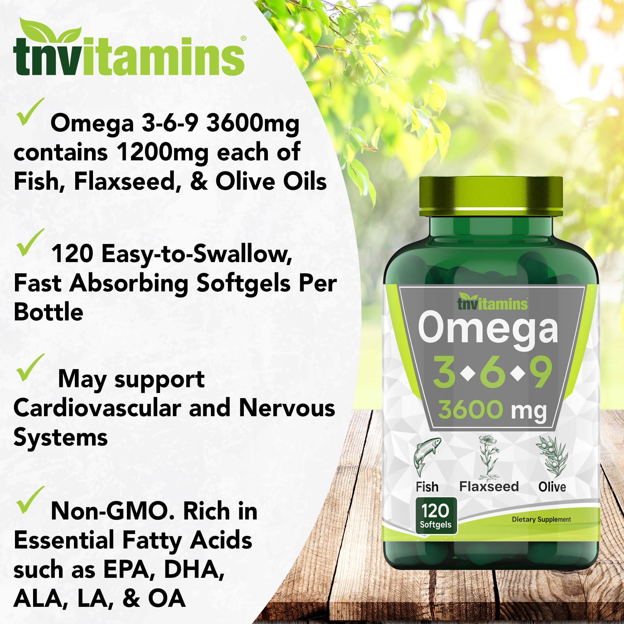 Foto 4 pulgar | Suplemento Tnvitamins Triple Omega 3-6-9 3600 Mg X 120 Cápsulas Blandas - Venta Internacional.