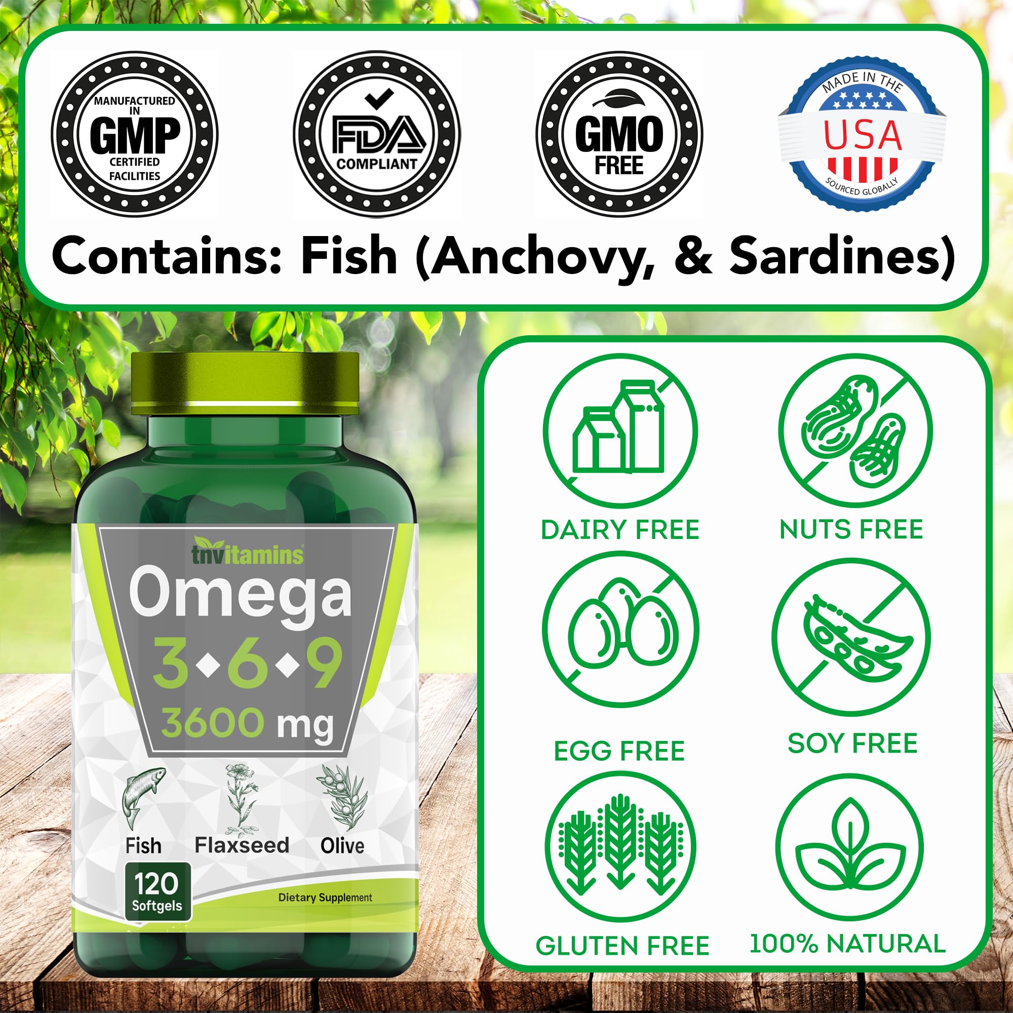 Foto 6 pulgar | Suplemento Tnvitamins Triple Omega 3-6-9 3600 Mg X 120 Cápsulas Blandas - Venta Internacional.