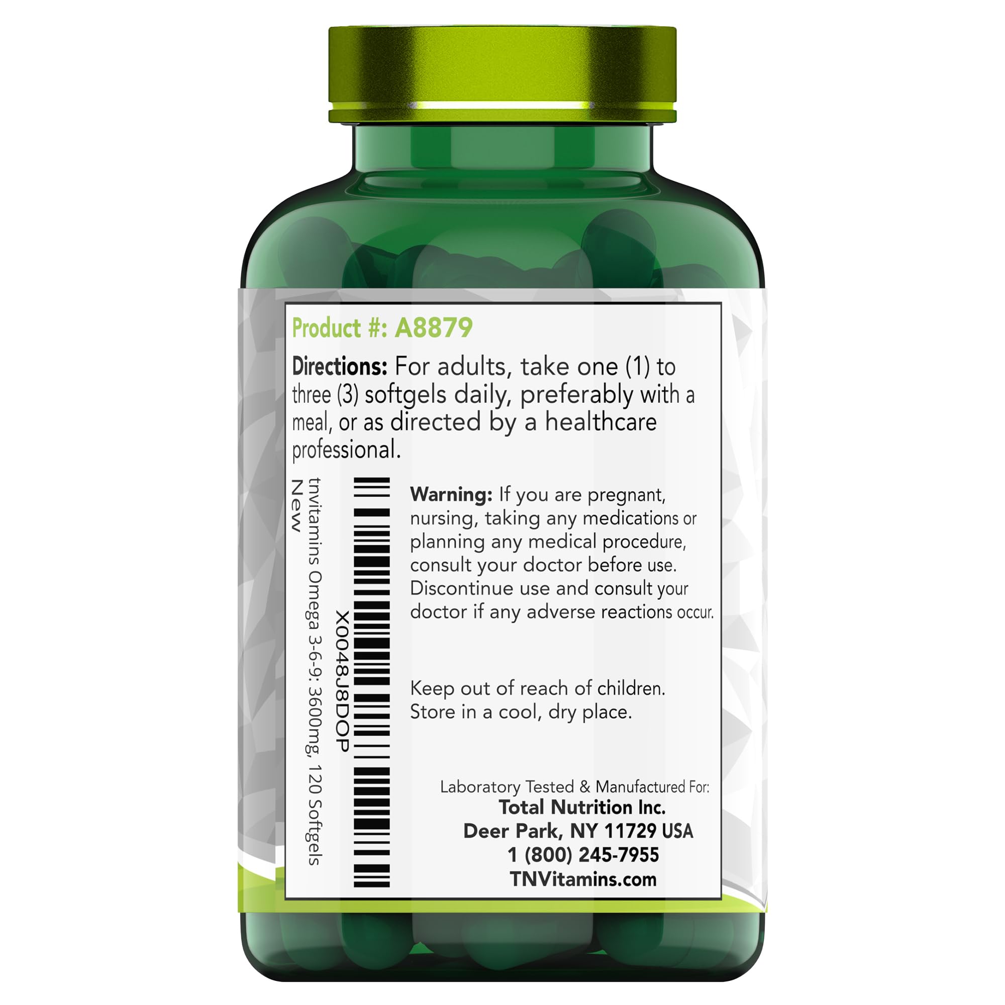 Foto 8 pulgar | Suplemento Tnvitamins Triple Omega 3-6-9 3600 Mg X 120 Cápsulas Blandas - Venta Internacional.
