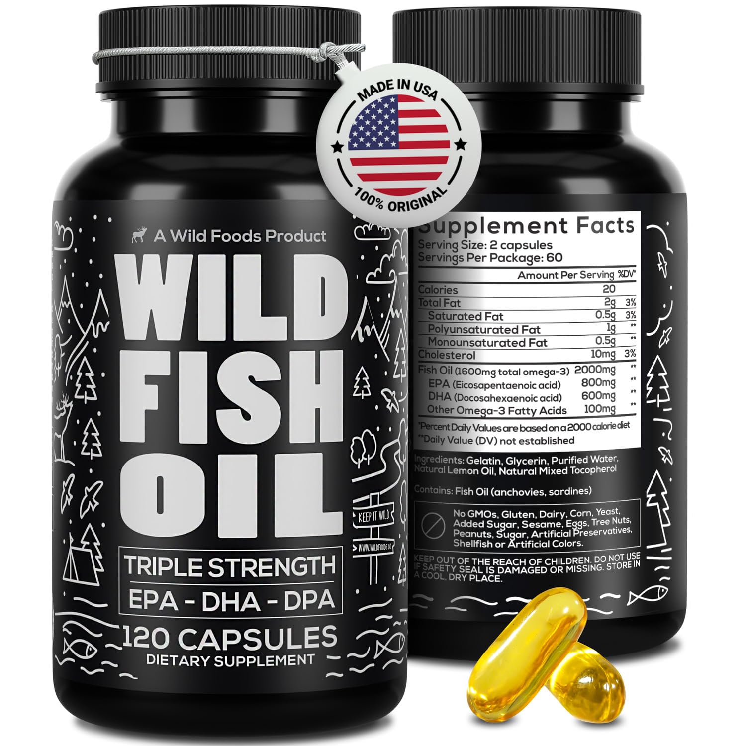 Foto 2 pulgar | Suplemento Aceite de Pescado Wild Foods Omega 3 120 Cápsulas 2 Piezas - Venta Internacional