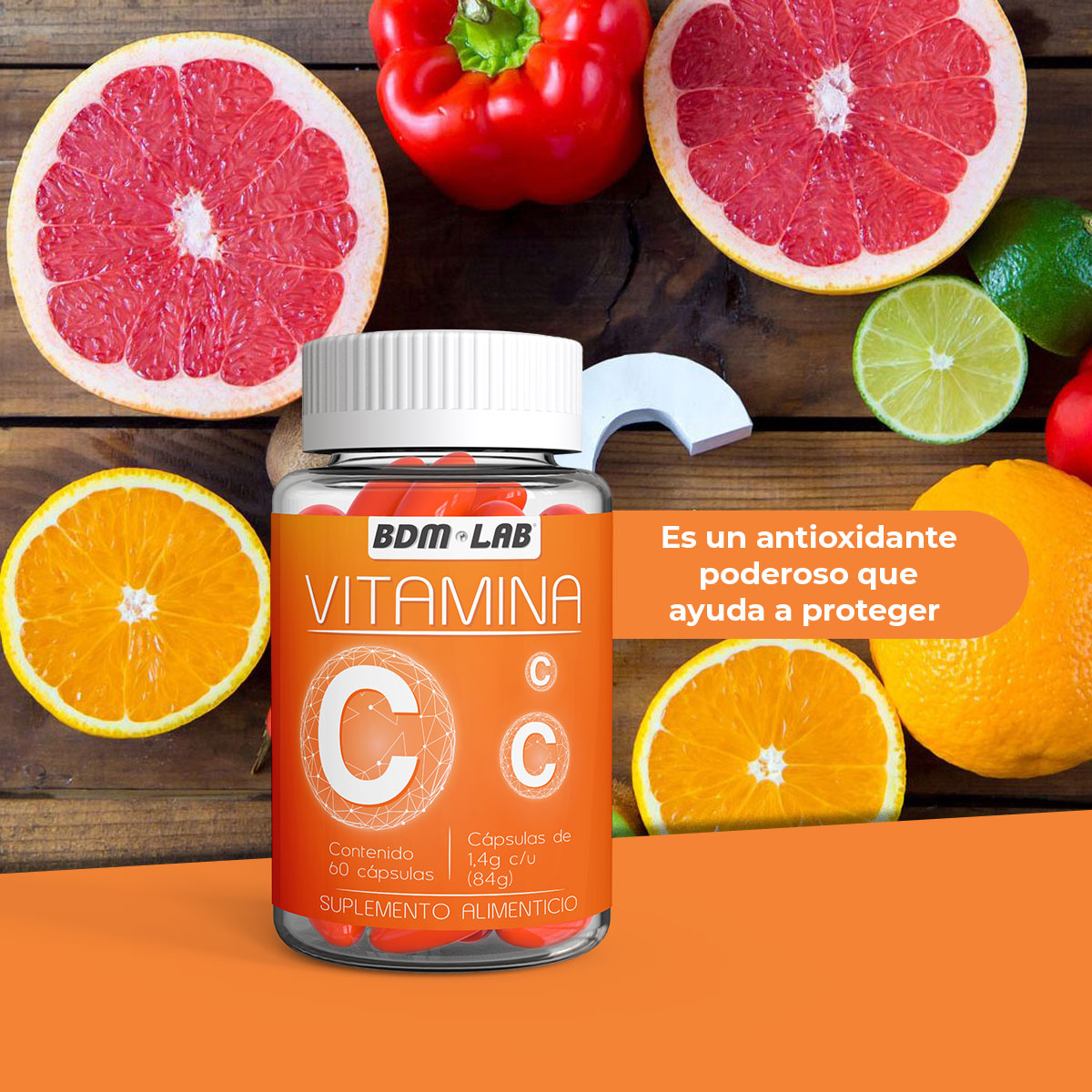 Foto 2 | Bdm Lab Vitamina C Suplemento Alimenticio 3x2 60 Cápsulas C/u Máxima Protección Inmunológica Y Energía Natural
