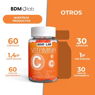 Foto 7 | Bdm Lab Vitamina C Suplemento Alimenticio 3x2 60 Cápsulas C/u Máxima Protección Inmunológica Y Energía Natural