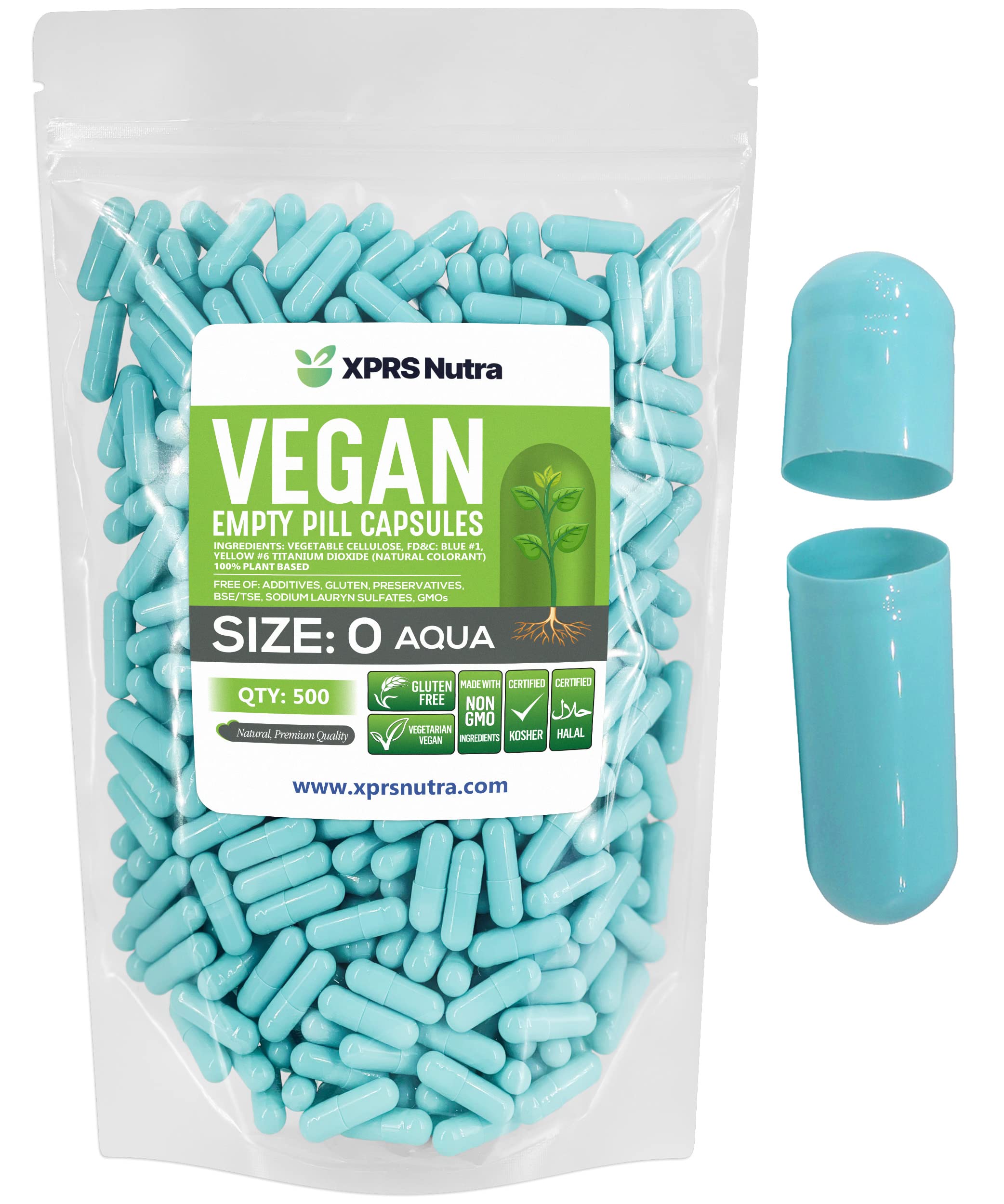 Foto 2 pulgar | Cápsulas Vacías Xprs Nutra, Tamaño 0, 500 Unidades, Vegetarianas, Color Aguamarina - Venta Internacional.