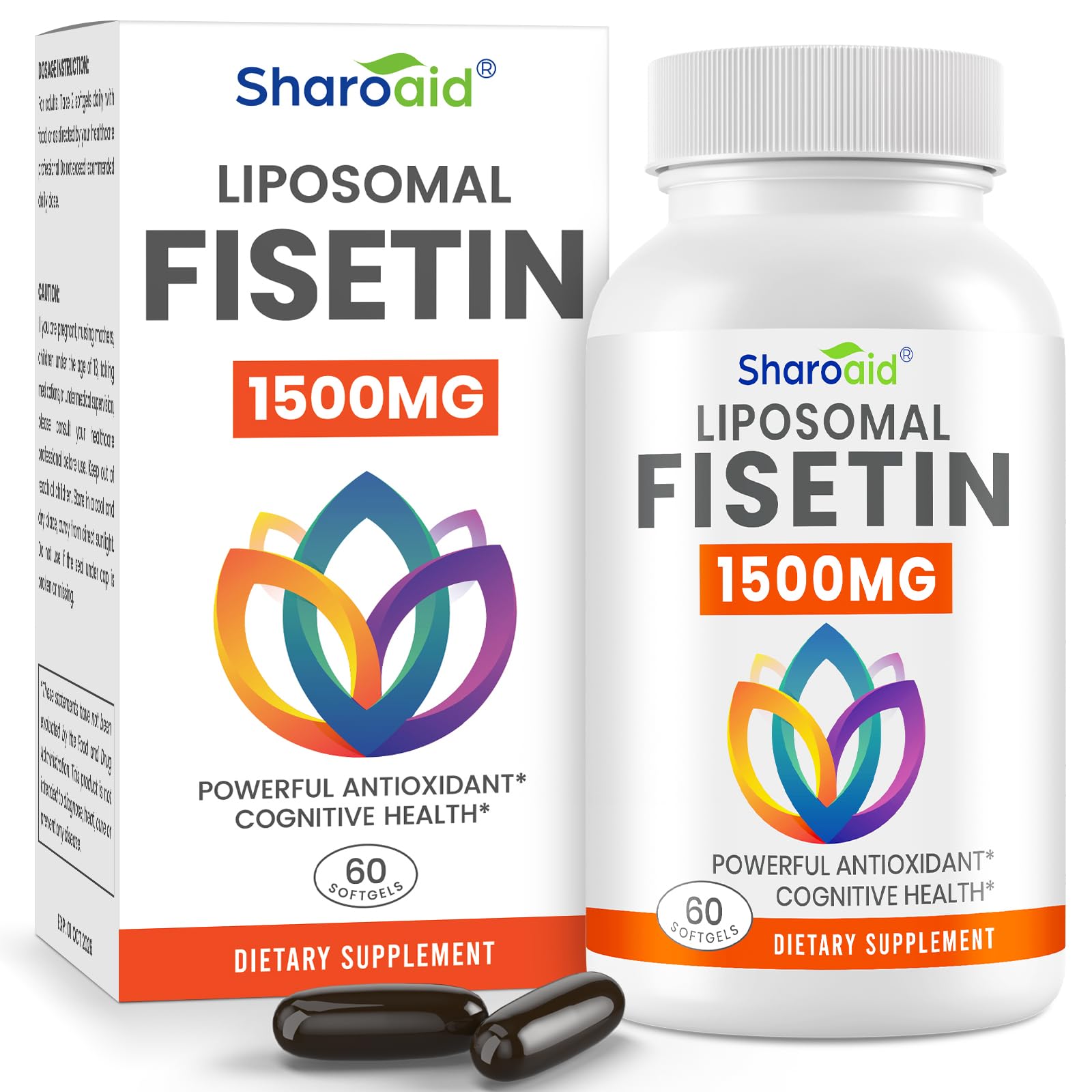 Foto 2 pulgar | Suplementos Sharoaid Fisetin 1500 Mg, Entrega Liposomal, 60 Cápsulas Blandas - Venta Internacional.
