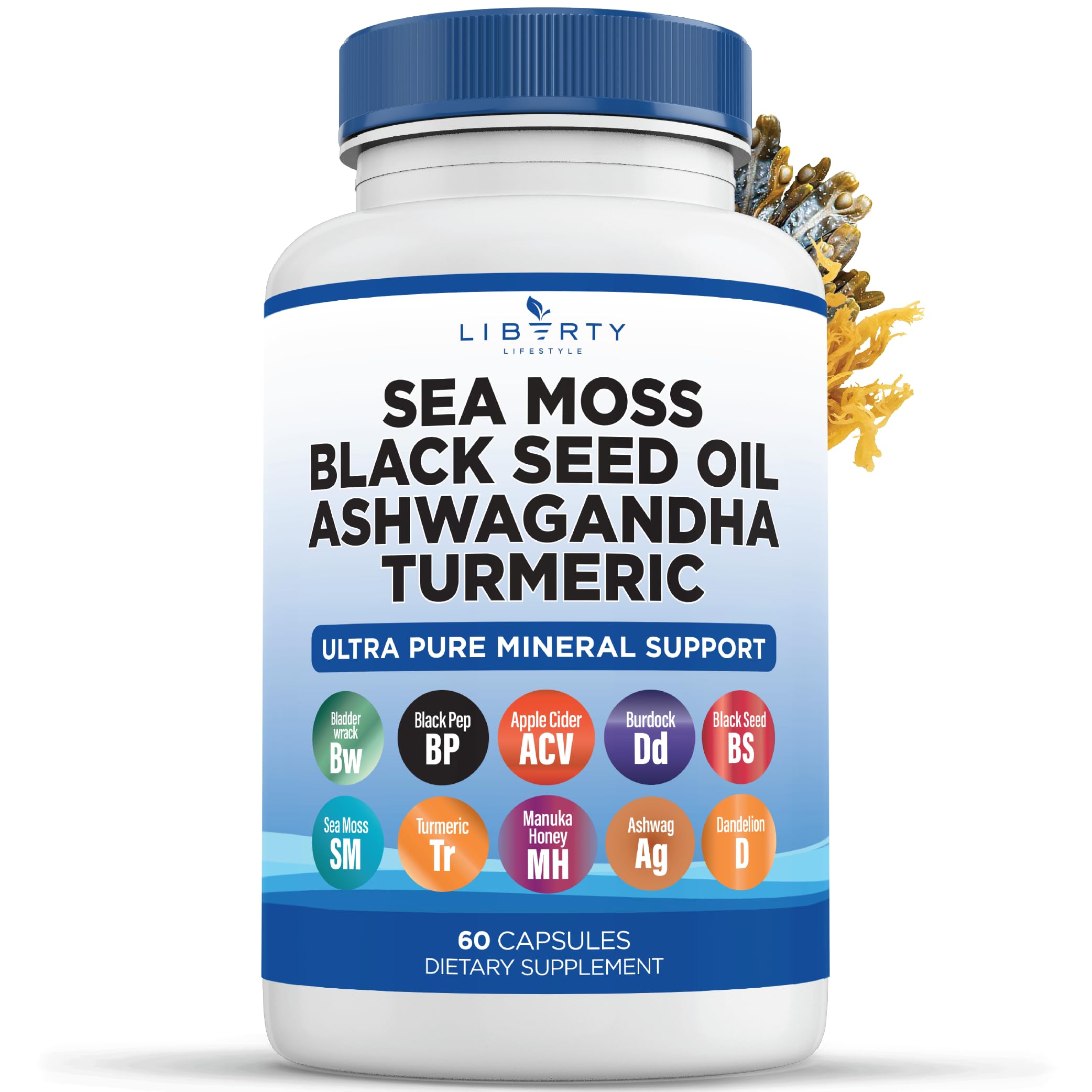 Suplemento Liberty Lifestyle Sea Moss 3000 Mg De Aceite De Semillas Negras - Venta Internacional.