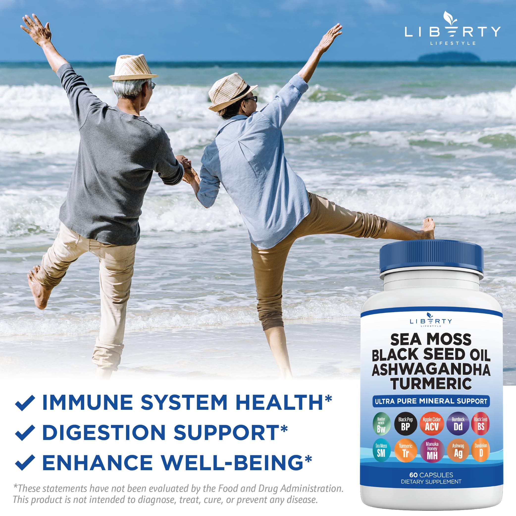 Foto 5 pulgar | Suplemento Liberty Lifestyle Sea Moss 3000 Mg De Aceite De Semillas Negras - Venta Internacional.