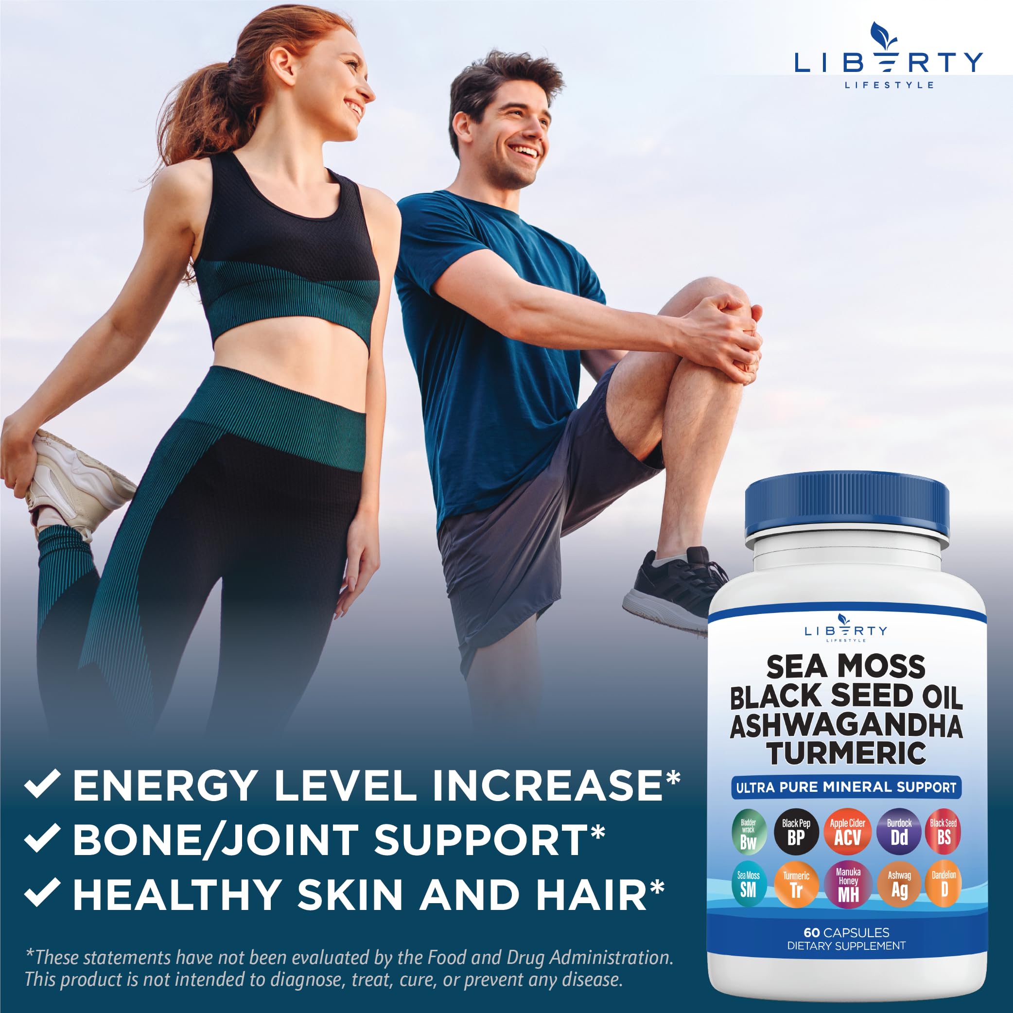 Foto 6 pulgar | Suplemento Liberty Lifestyle Sea Moss 3000 Mg De Aceite De Semillas Negras - Venta Internacional.