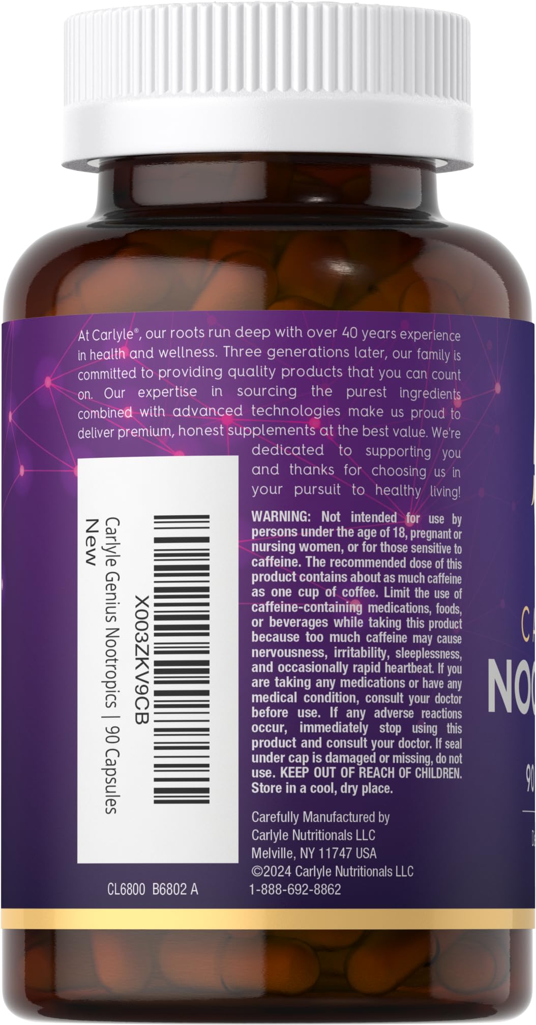 Foto 4 pulgar | Suplemento Carlyle Nootrópico 90 Cápsulas Con Vitamina B12, Guaraná Y Más - Venta Internacional.