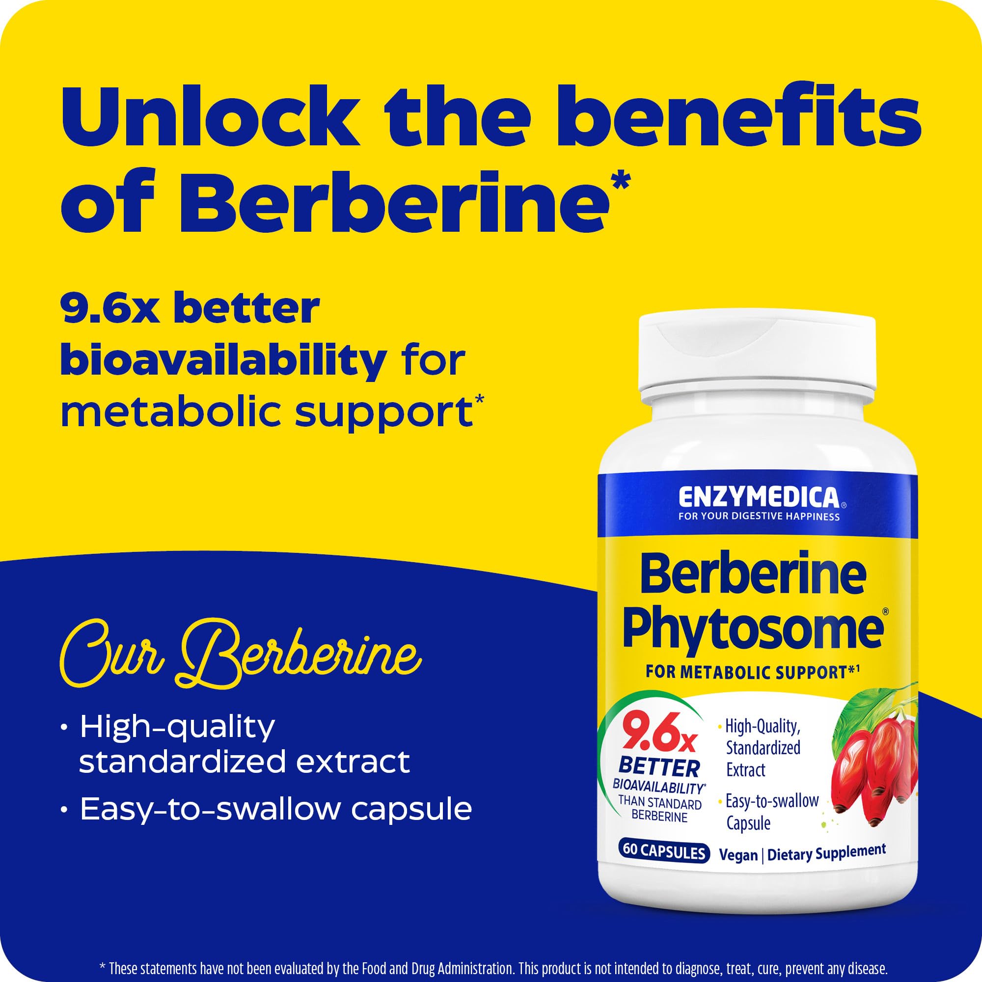 Foto 4 pulgar | Suplemento Enzymedica Berberine Phytosome 60 Cápsulas - Venta Internacional.