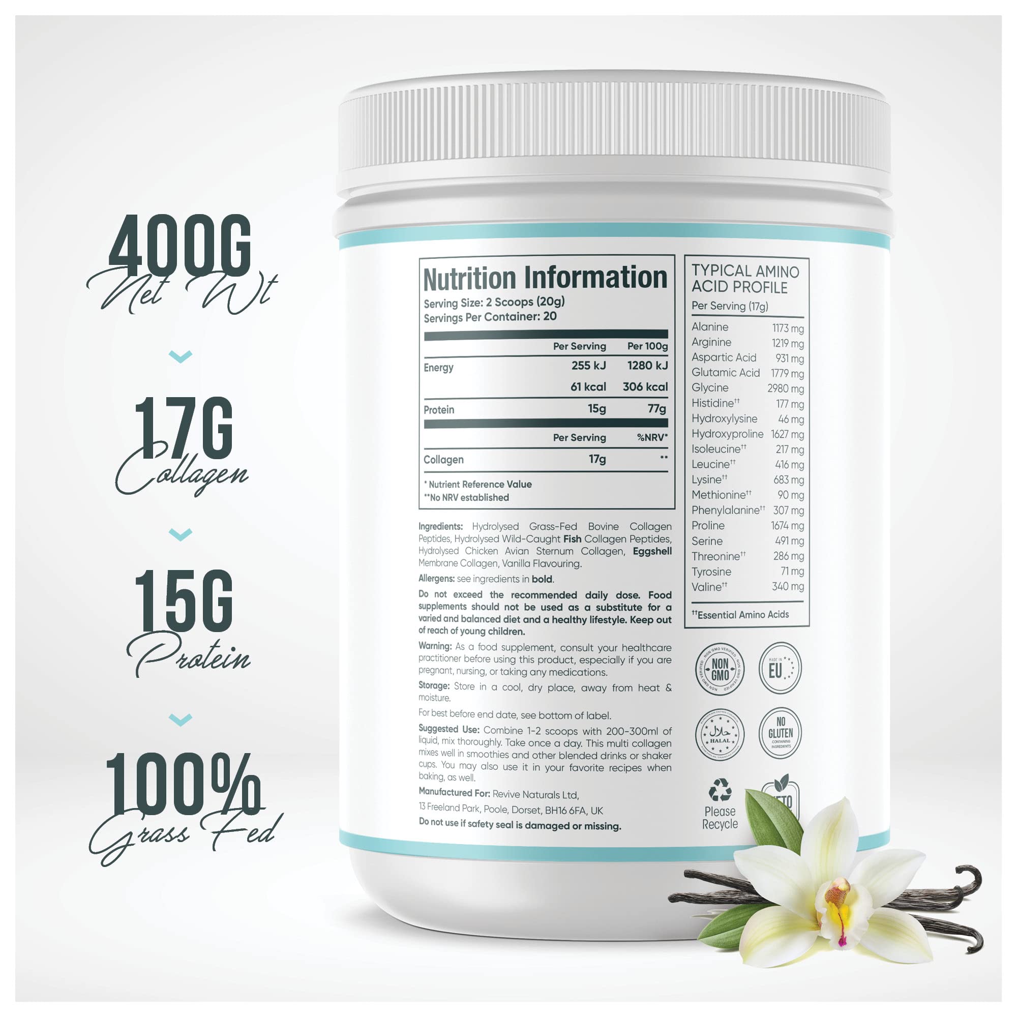 Foto 3 pulgar | Proteína de Colágeno Revive Naturals Vanilla 400 G - Venta Internacional