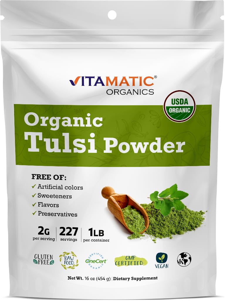 Foto 2 pulgar | Polvo Orgánico De Tulsi (albahaca Sagrada) Vitamatic 454 G - Venta Internacional.