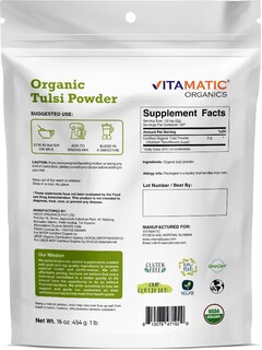 Foto 3 | Polvo Orgánico De Tulsi (albahaca Sagrada) Vitamatic 454 G - Venta Internacional.