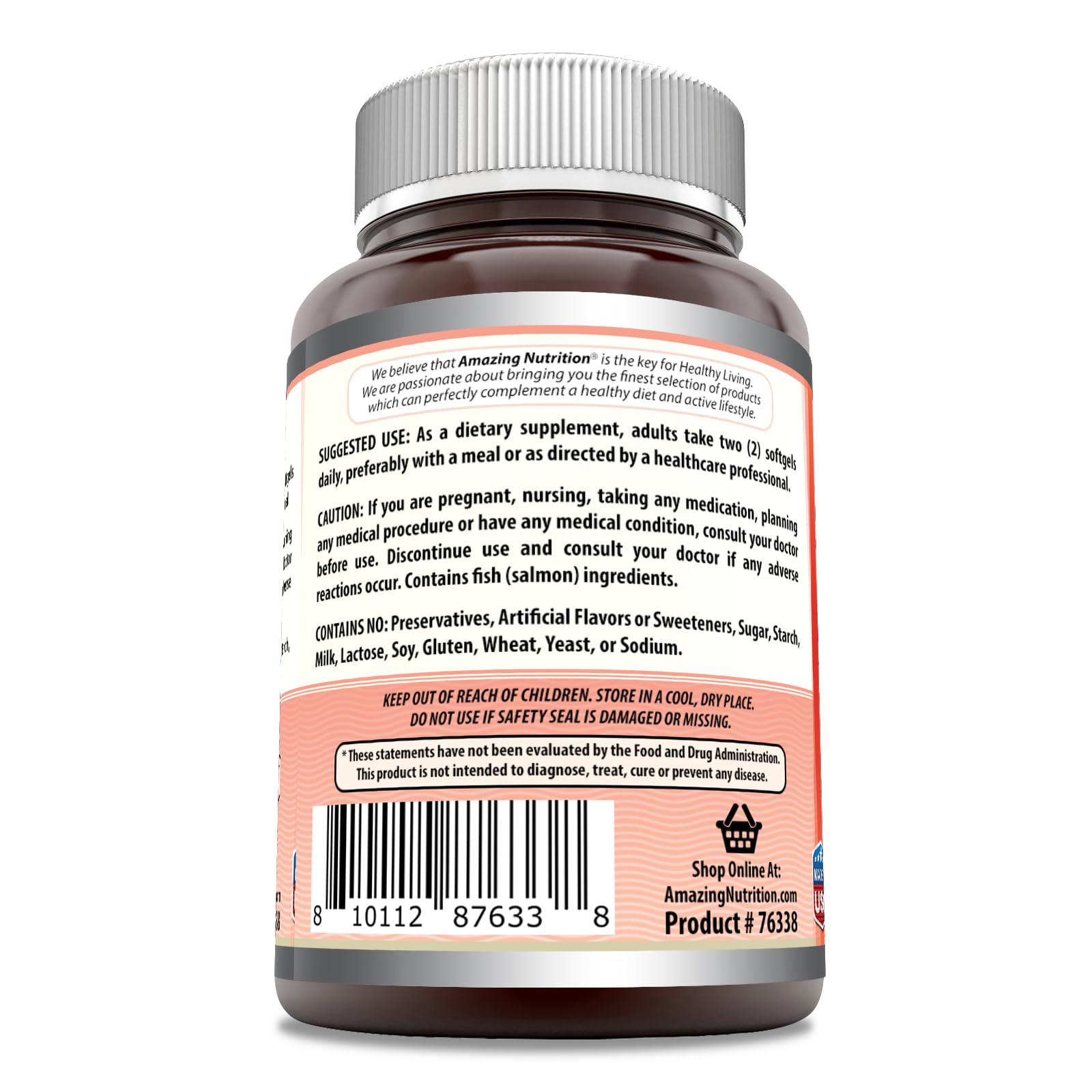 Foto 3 pulgar | Suplemento Amazing Omega Wild Alaskan Salmon Oil 2000 mg 90 Softgels - Venta Internacional