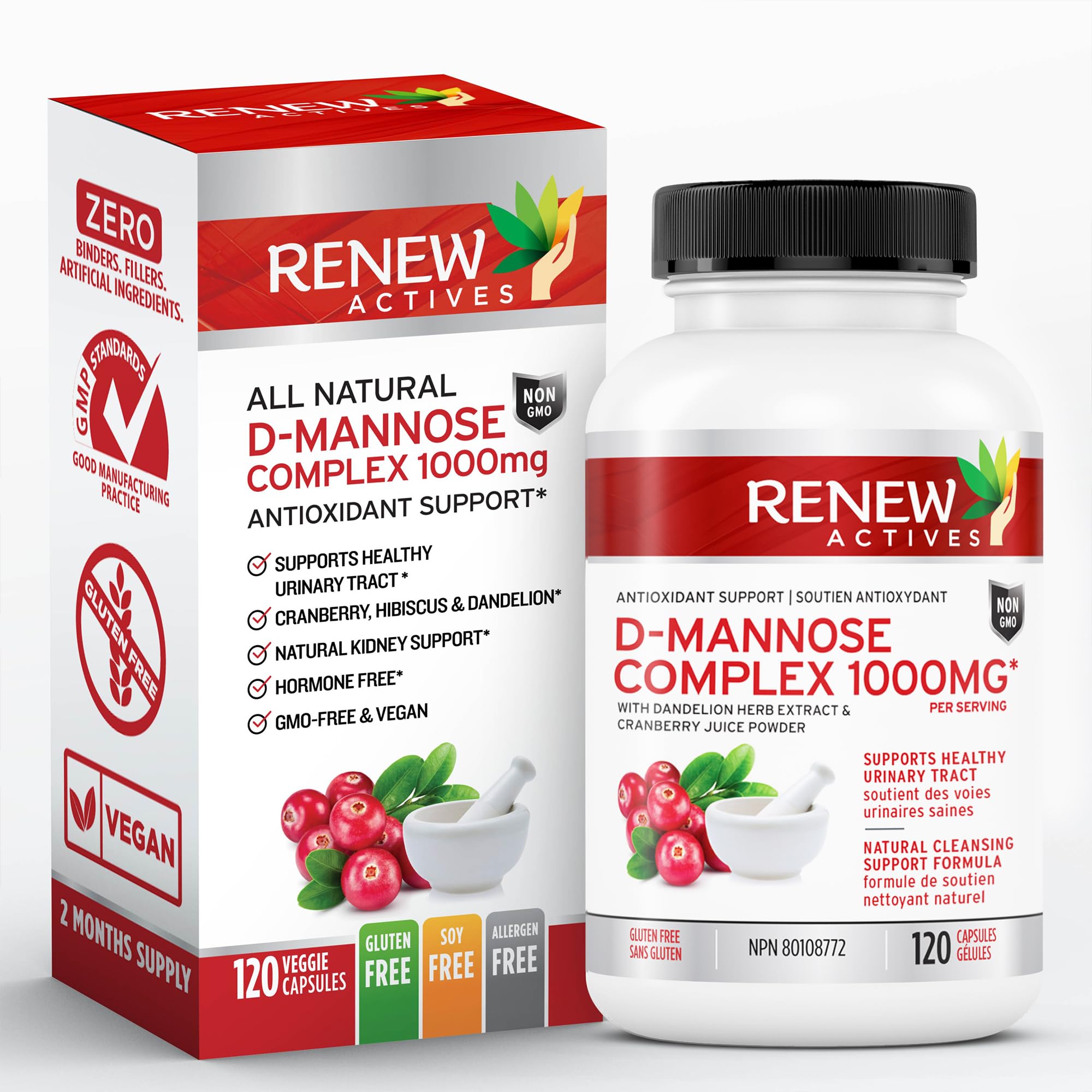 Foto 2 pulgar | Cápsulas Supplement Renew Actives De D-manosa Y Arándano Rojo De 1000 Mg - Venta Internacional.