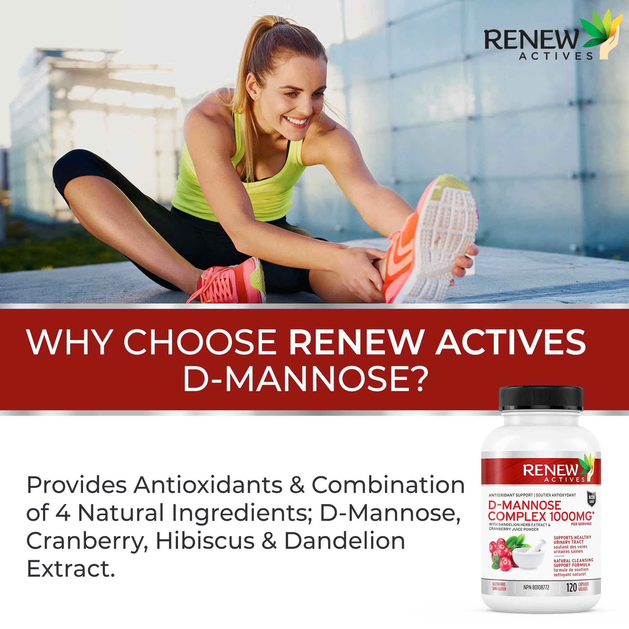 Foto 4 pulgar | Cápsulas Supplement Renew Actives De D-manosa Y Arándano Rojo De 1000 Mg - Venta Internacional.