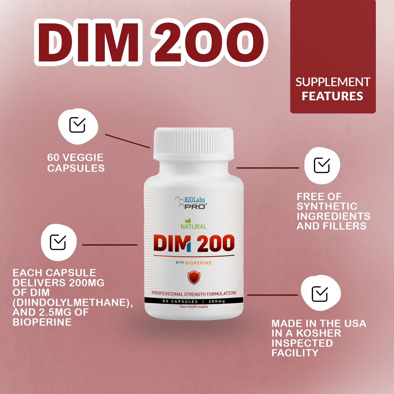 Foto 3 pulgar | Suplemento Biolabs Pro Dim 200 Mg Para El Equilibrio Hormonal Oral - Venta Internacional.