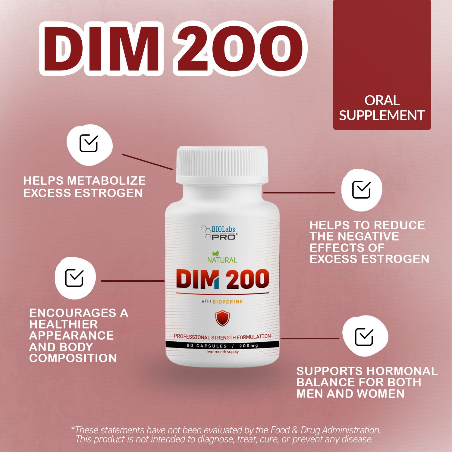 Foto 4 pulgar | Suplemento Biolabs Pro Dim 200 Mg Para El Equilibrio Hormonal Oral - Venta Internacional.