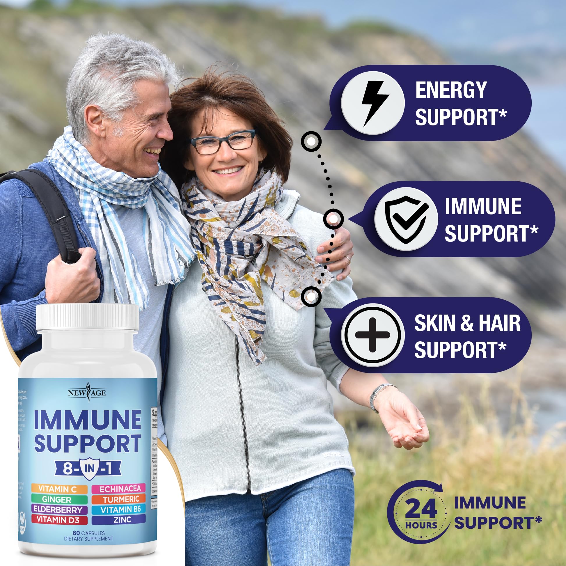 Foto 4 pulgar | Suplemento New Age 8 En 1 Immune Support 120 Cápsulas X 2 - Venta Internacional.