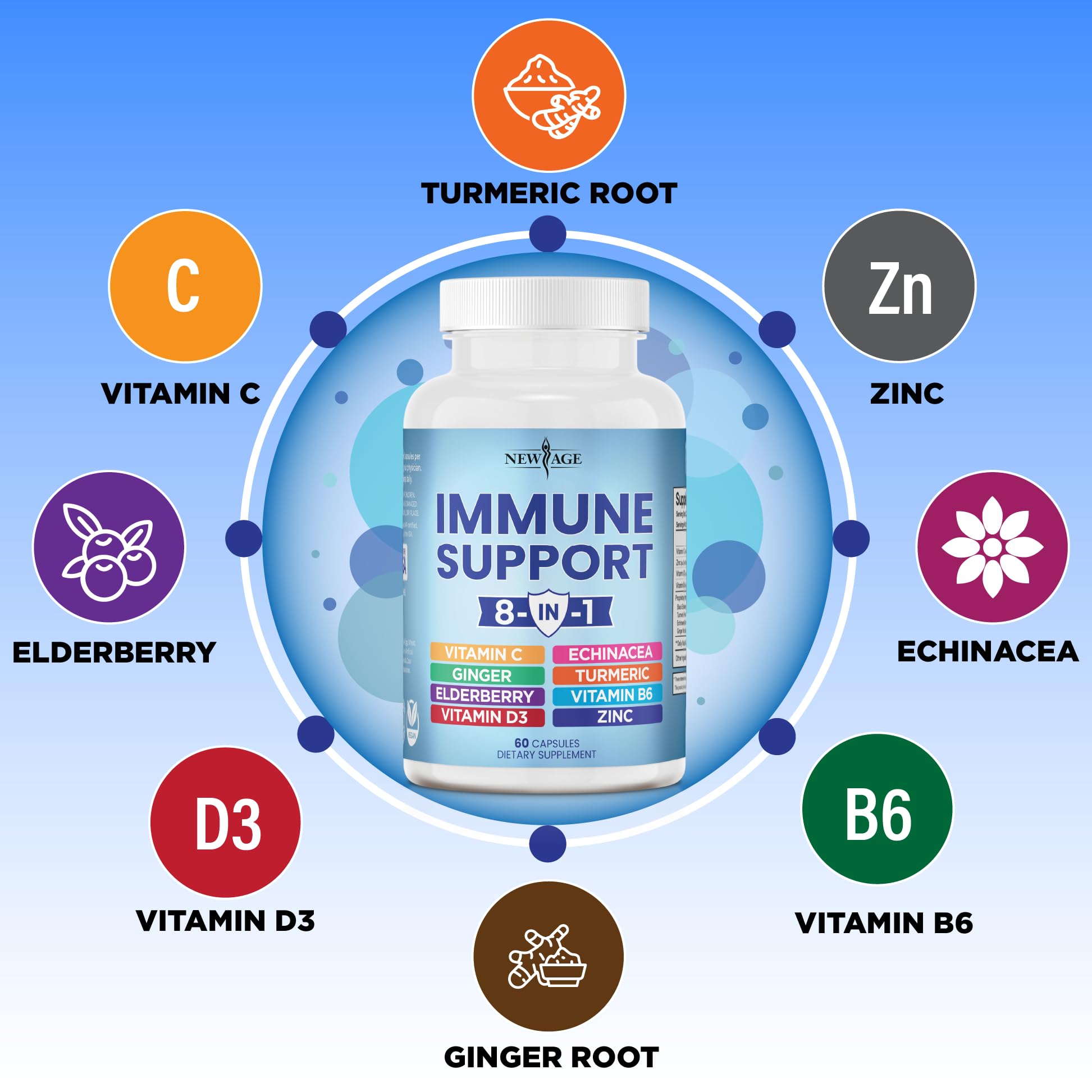Foto 8 pulgar | Suplemento New Age 8 En 1 Immune Support 120 Cápsulas X 2 - Venta Internacional.