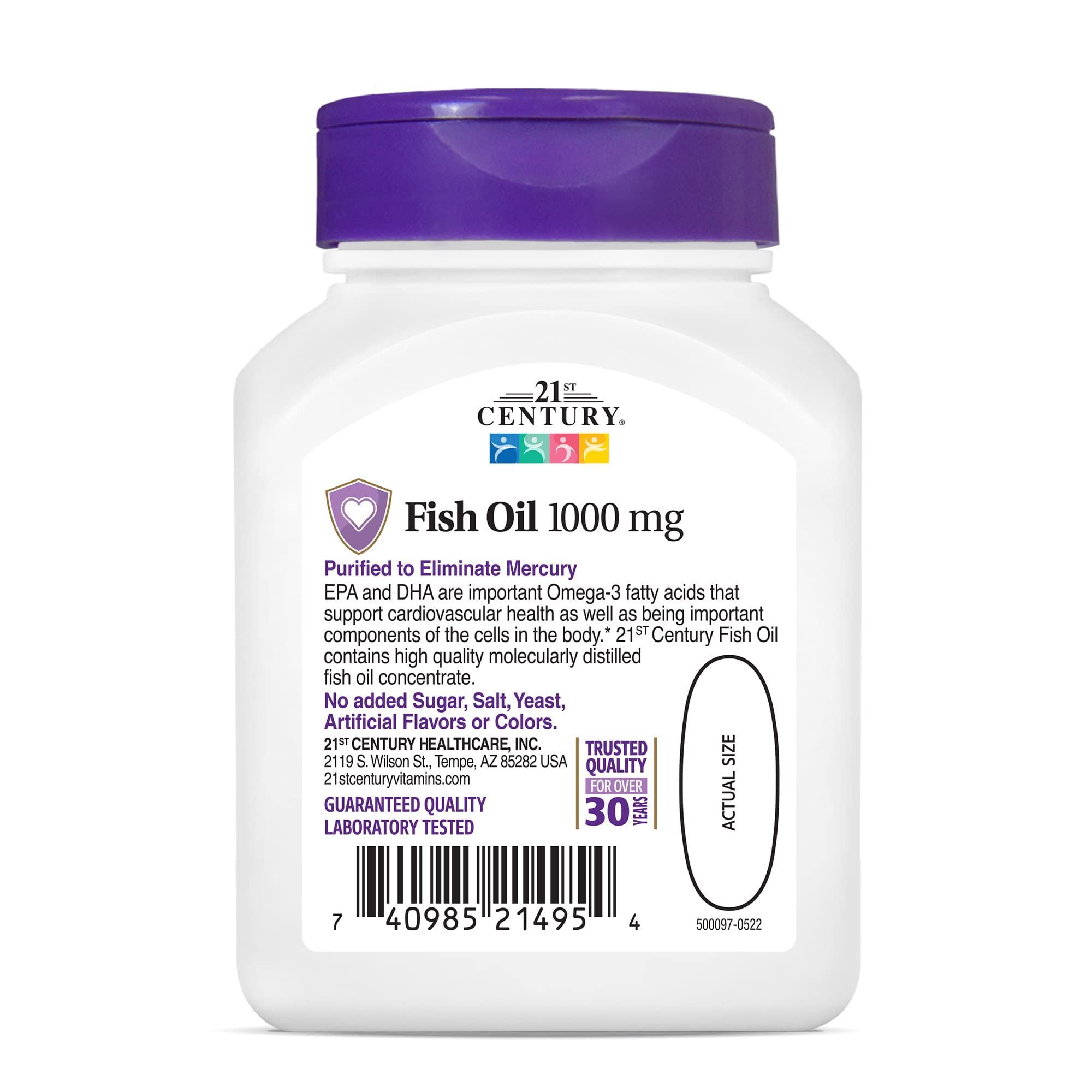 Foto 6 | Cápsulas Blandas de Aceite de Pescado 21st Century 1000 mg 60 Softgels Paquete de 3 - Venta Internacional