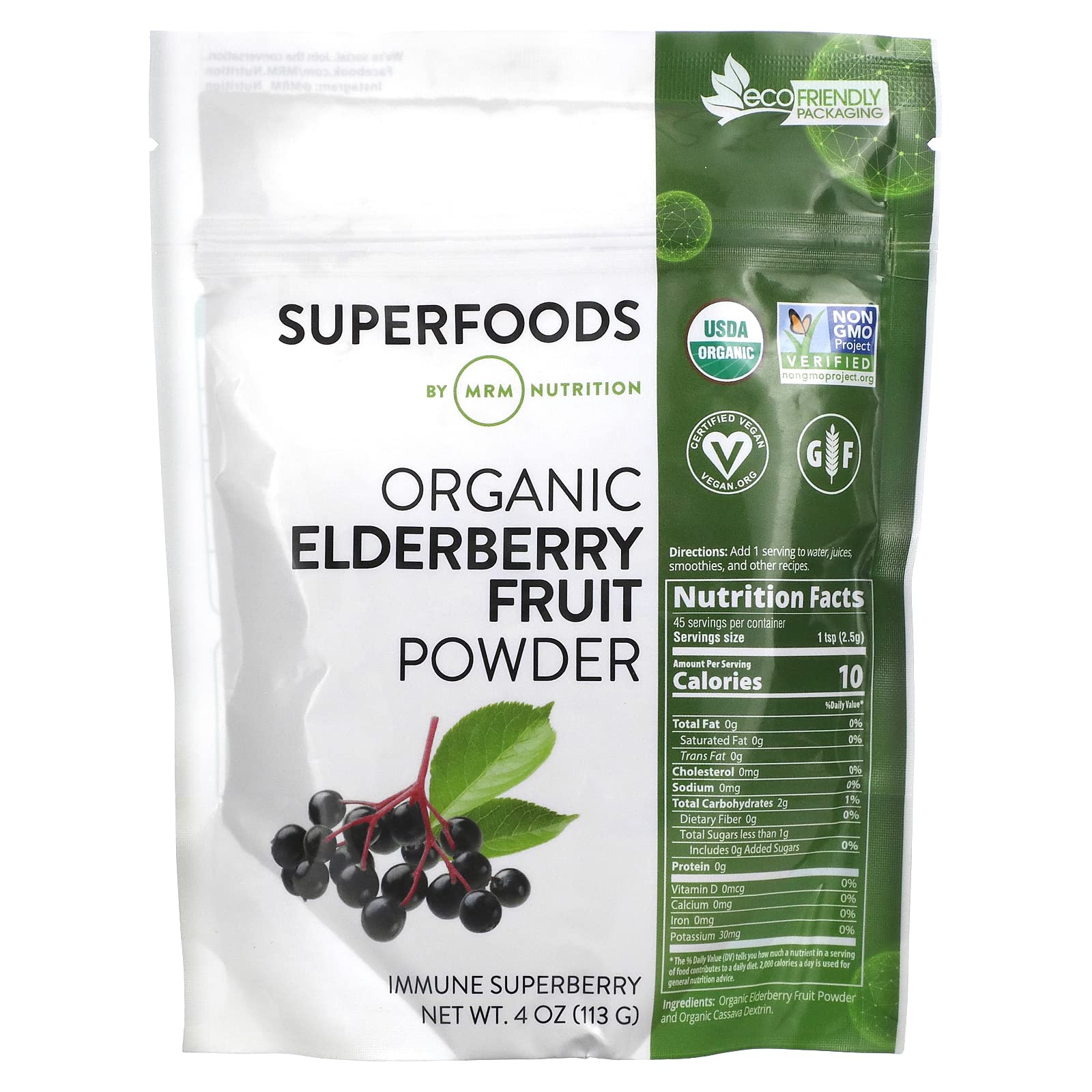 Foto 2 pulgar | Suplemento Fruta de Saúco Orgánica Mrm Nutrition en Polvo - Venta Internacional