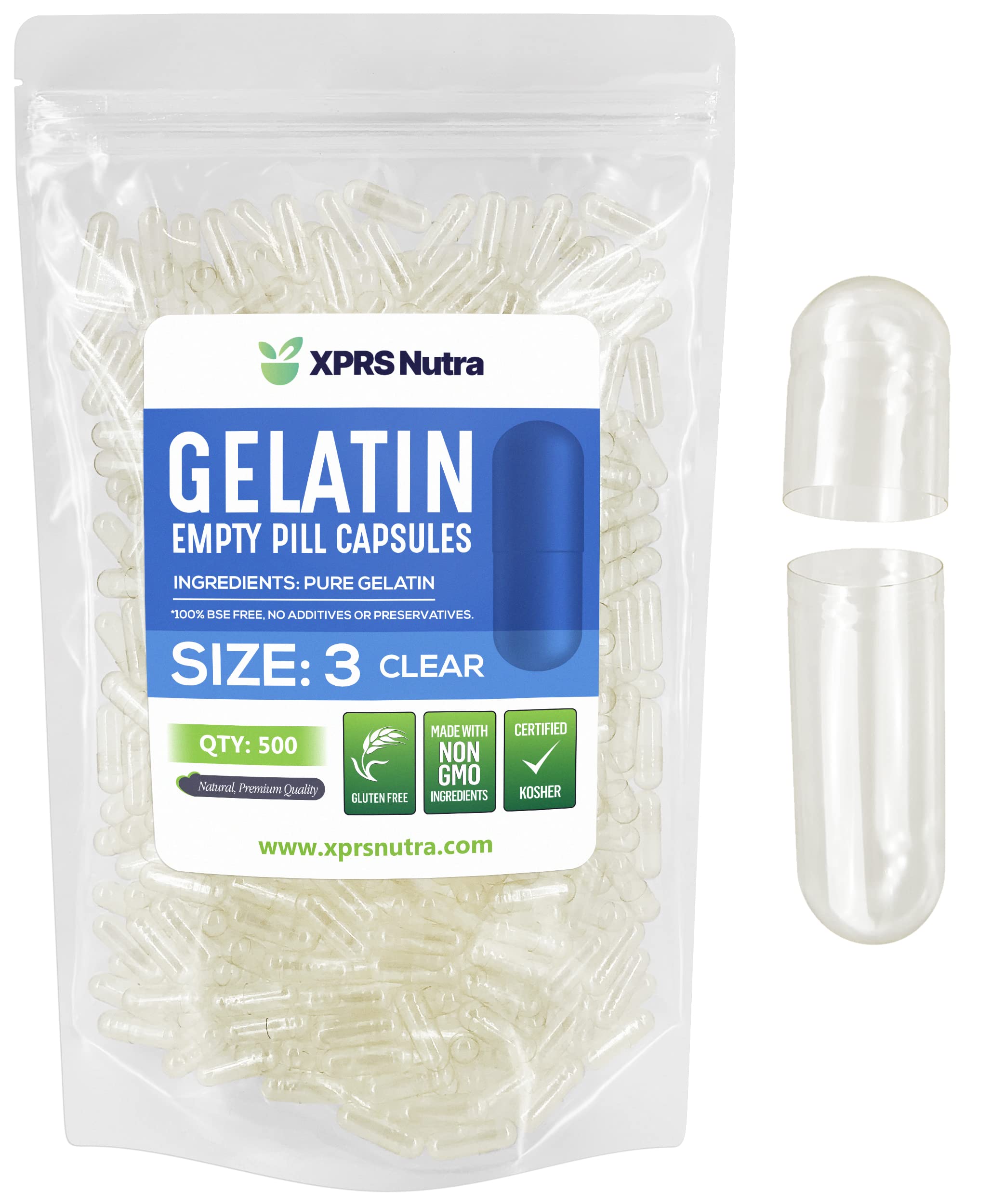 Foto 2 pulgar | Cápsulas Vacías Xprs Nutra, Tamaño 3, 500 Unidades, Gelatina Transparente - Venta Internacional.