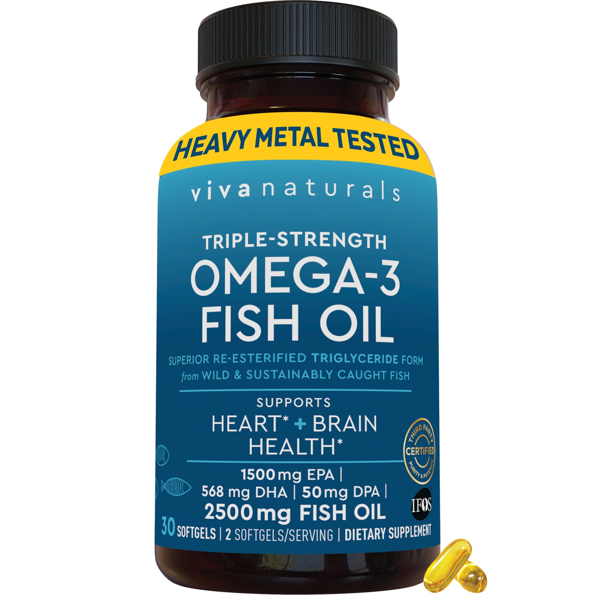 Suplemento De Aceite De Pescado Omega 3 Triple Strength Viva Naturals - Venta Internacional