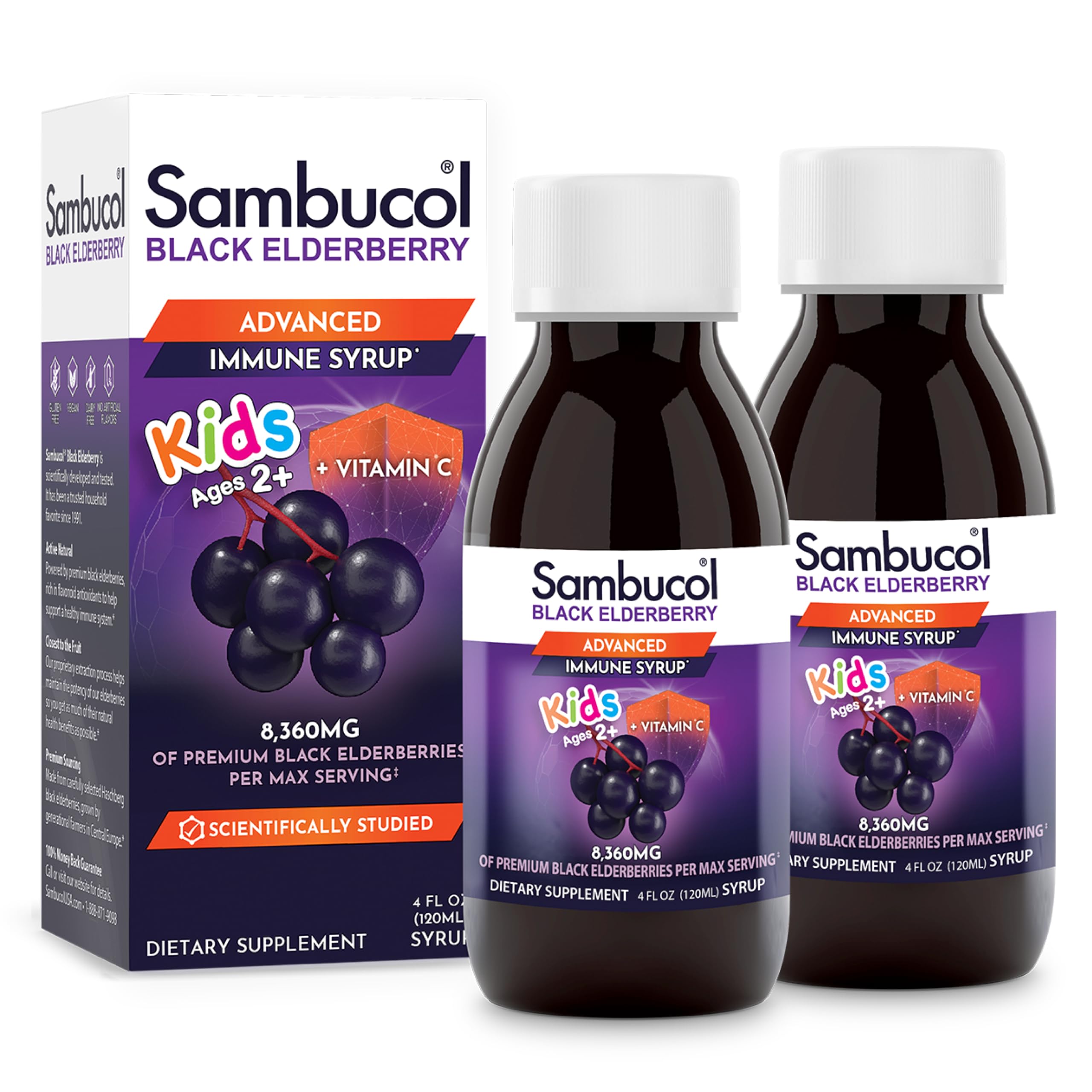 Foto 1 | Sirope De Saúco Negro Sambucol para Niños con Vitamina C 120 ml Paquete de 2 - Venta Internacional