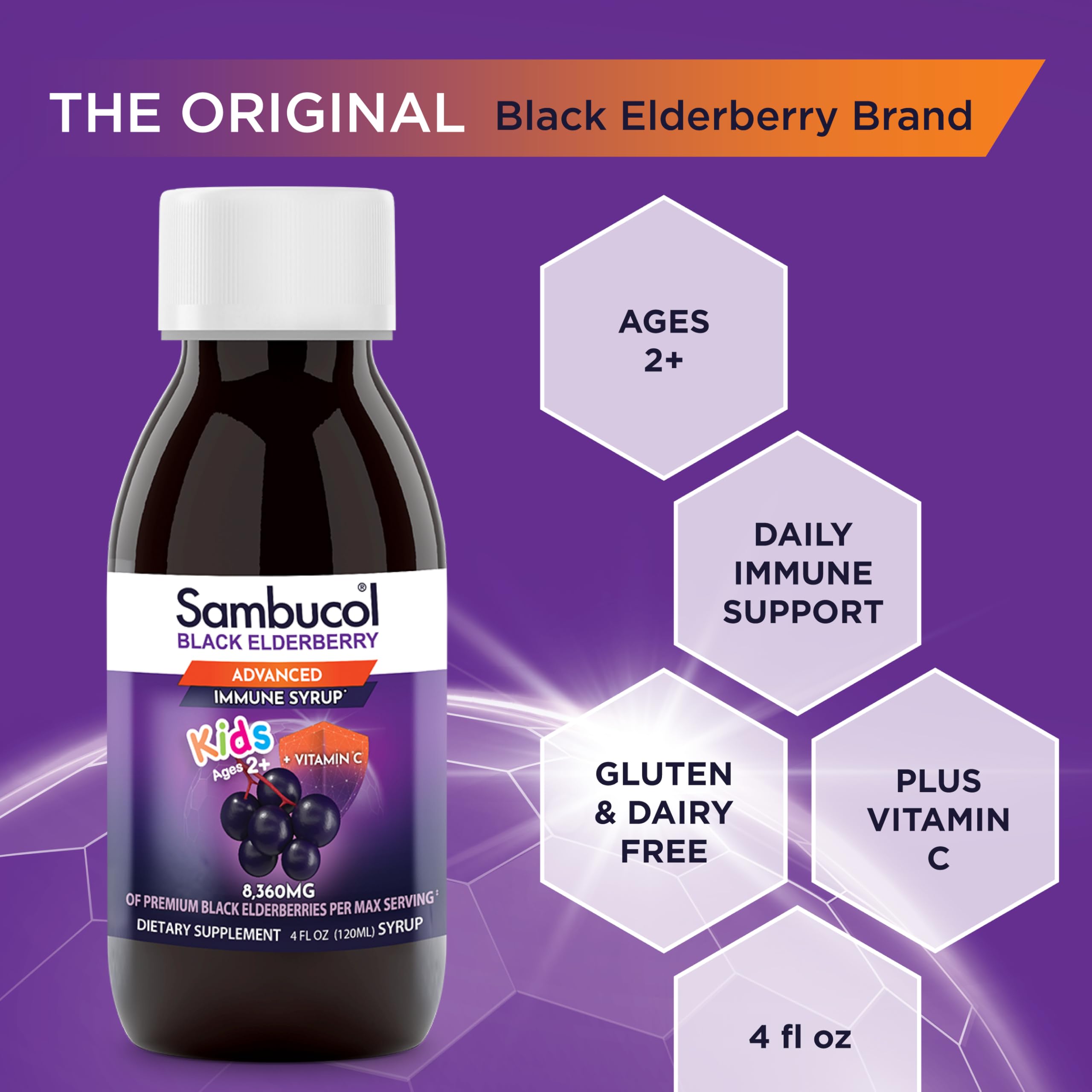 Foto 5 pulgar | Sirope De Saúco Negro Sambucol para Niños con Vitamina C 120 ml Paquete de 2 - Venta Internacional