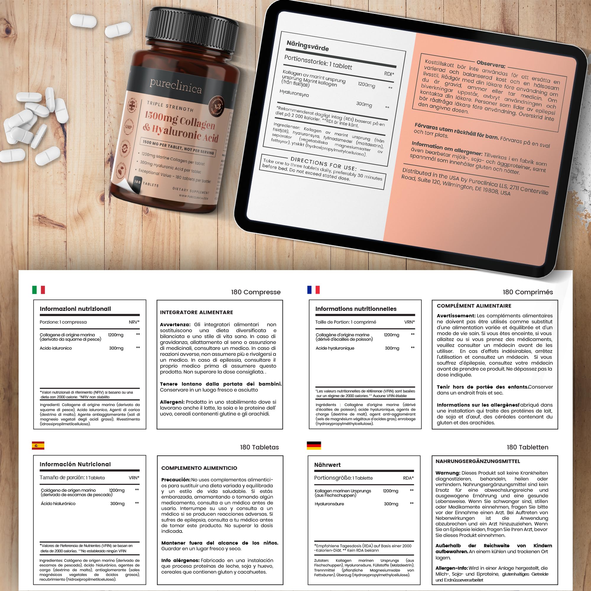 Foto 3 pulgar | Suplemento Pureclinica Ultracoll de Colágeno y Ácido Hialurónico - Venta Internacional
