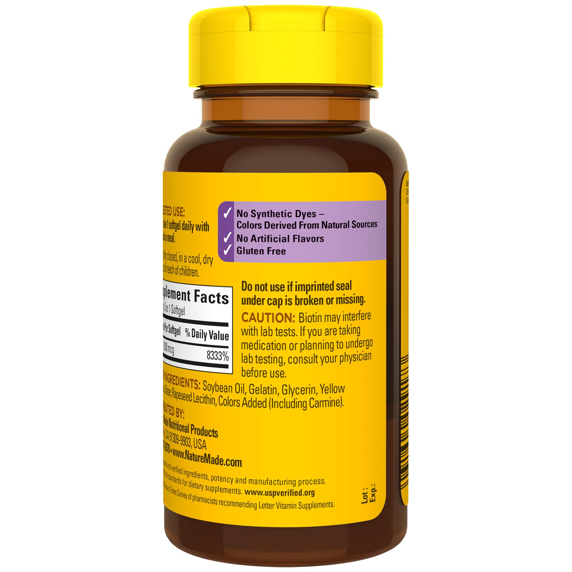 Foto 7 | Suplemento Nature Made De Biotina Extra Fuerte, 2500 Mcg, 150 Cápsulas Blandas - Venta Internacional.