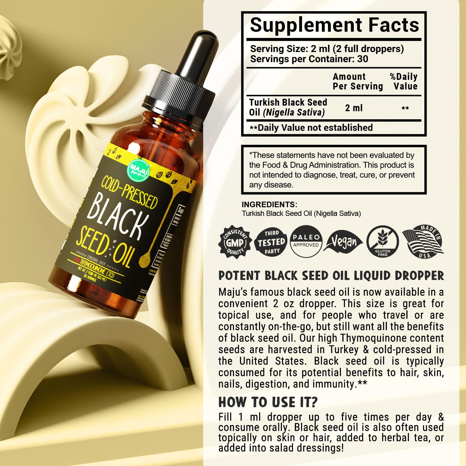 Foto 7 pulgar | Aceite De Semilla Negra Maju, 60 Ml, Prensado En Frío, 100% Comino Negro Turco - Venta Internacional.
