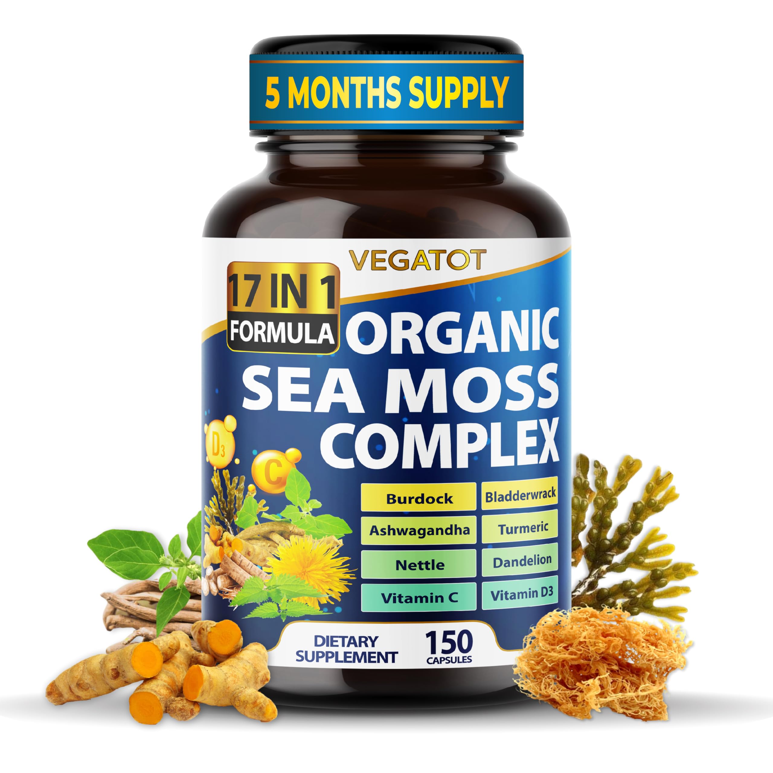 Foto 2 pulgar | Suplemento Vegatot Organic Sea Moss Con Bladderwrack 150 Cápsulas - Venta Internacional.