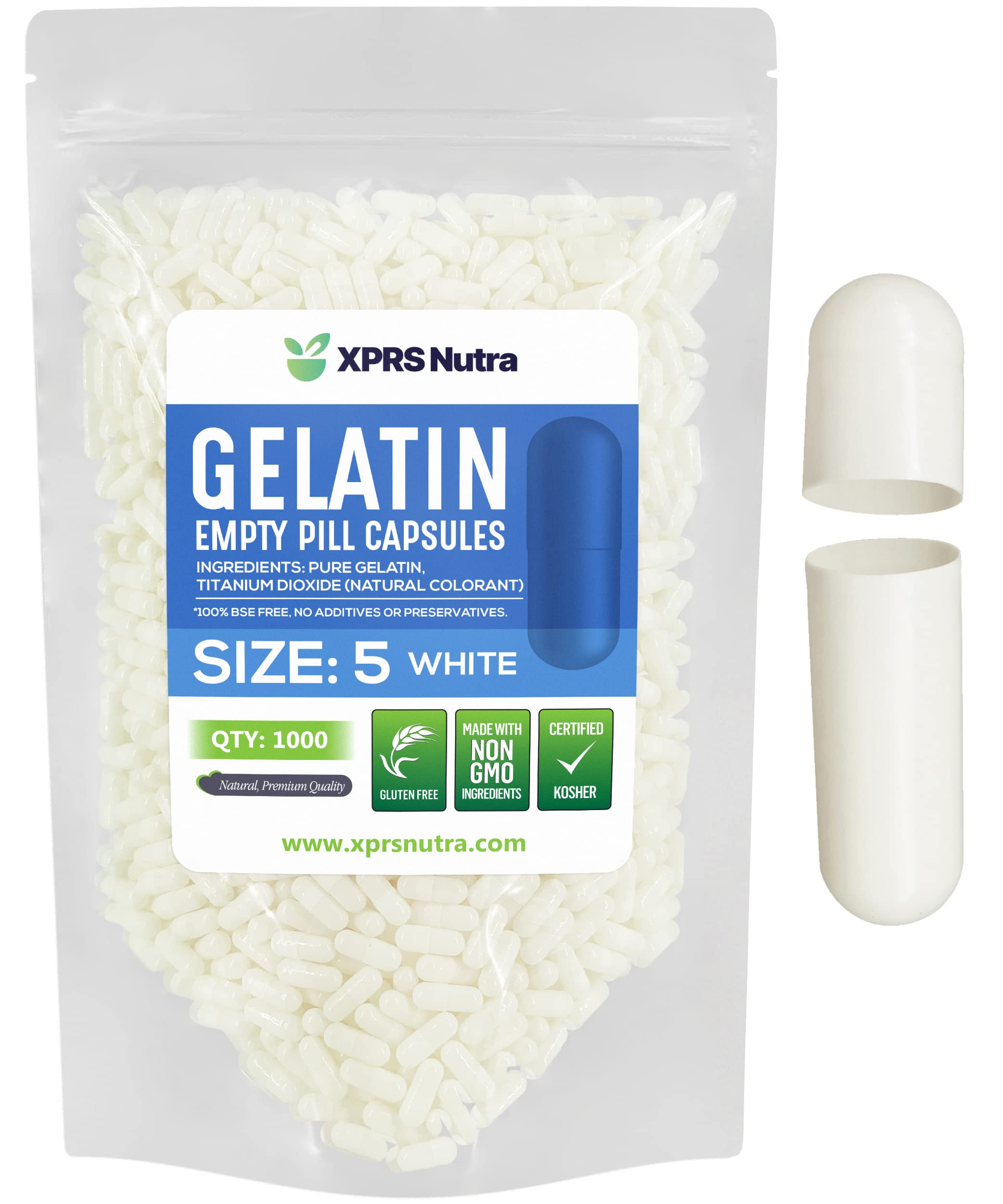 Foto 2 pulgar | Cápsulas Vacías Xprs Nutra, Tamaño 5, 1000 Unidades, Gelatina Blanca - Venta Internacional.