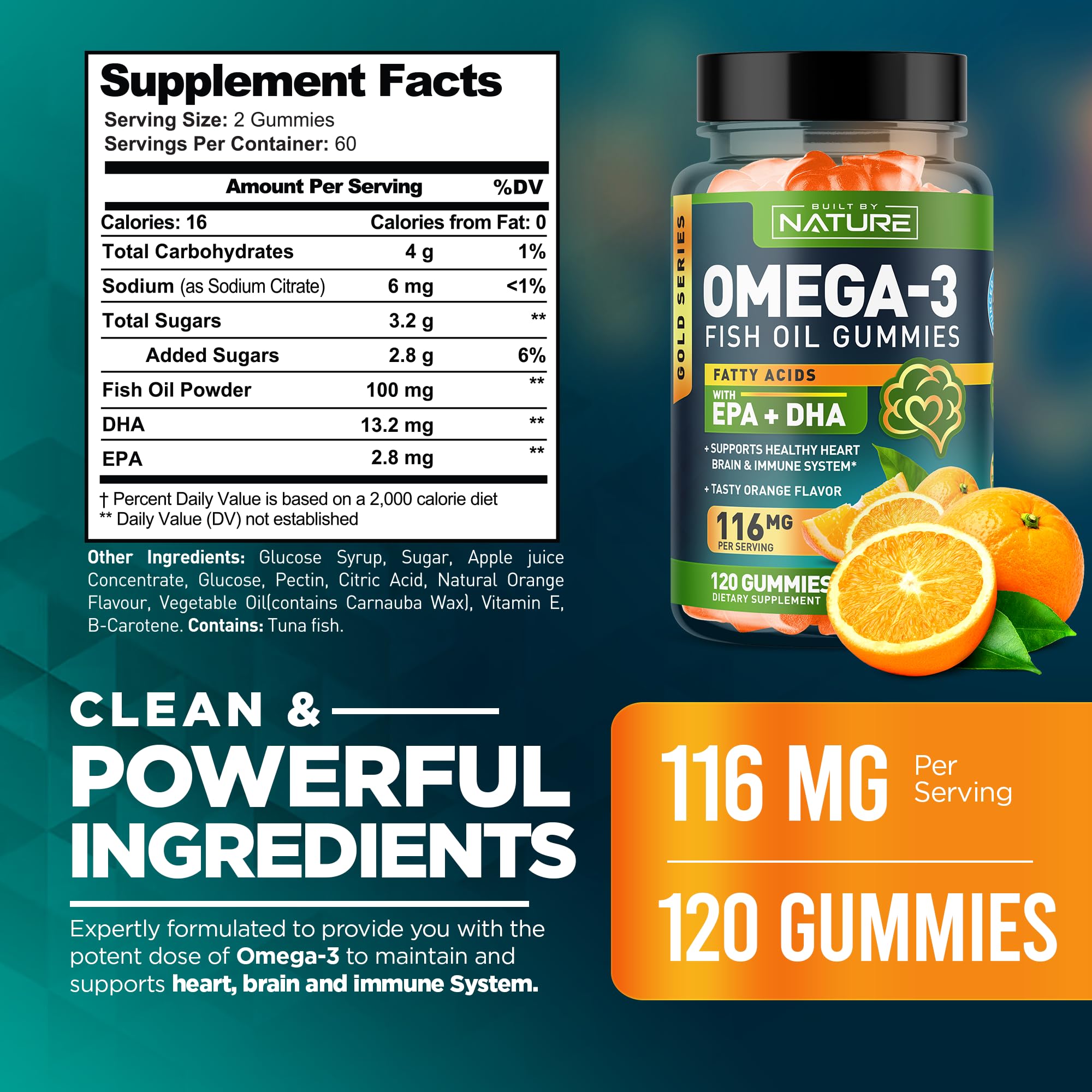 Foto 3 pulgar | Suplemento Built By Nature Omega 3 Gomitas 120u - Venta Internacional