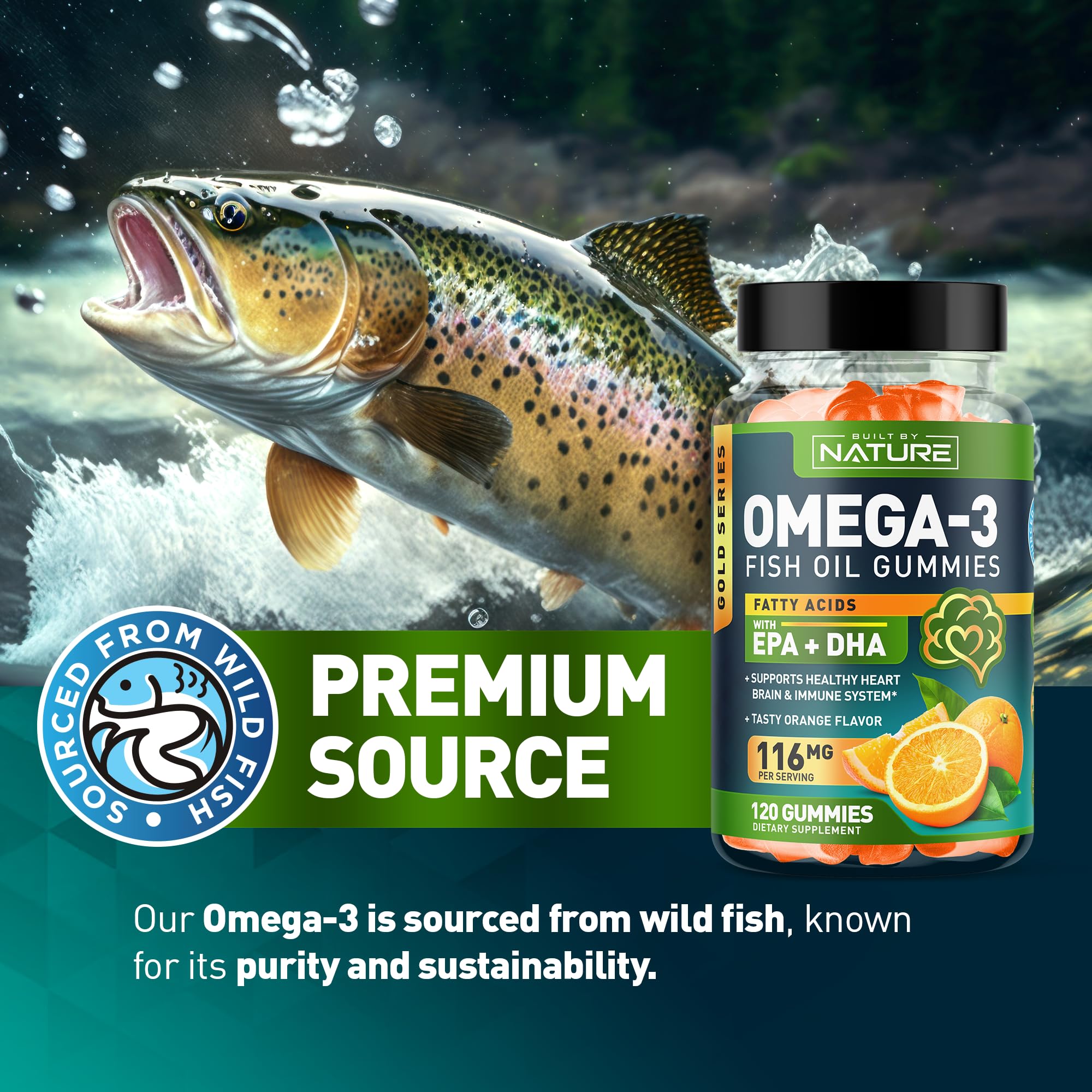 Foto 5 pulgar | Suplemento Built By Nature Omega 3 Gomitas 120u - Venta Internacional