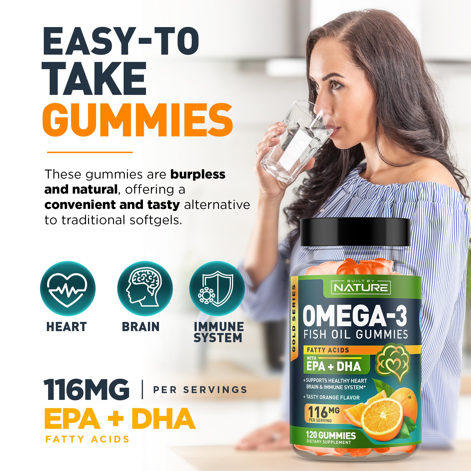 Foto 7 pulgar | Suplemento Built By Nature Omega 3 Gomitas 120u - Venta Internacional