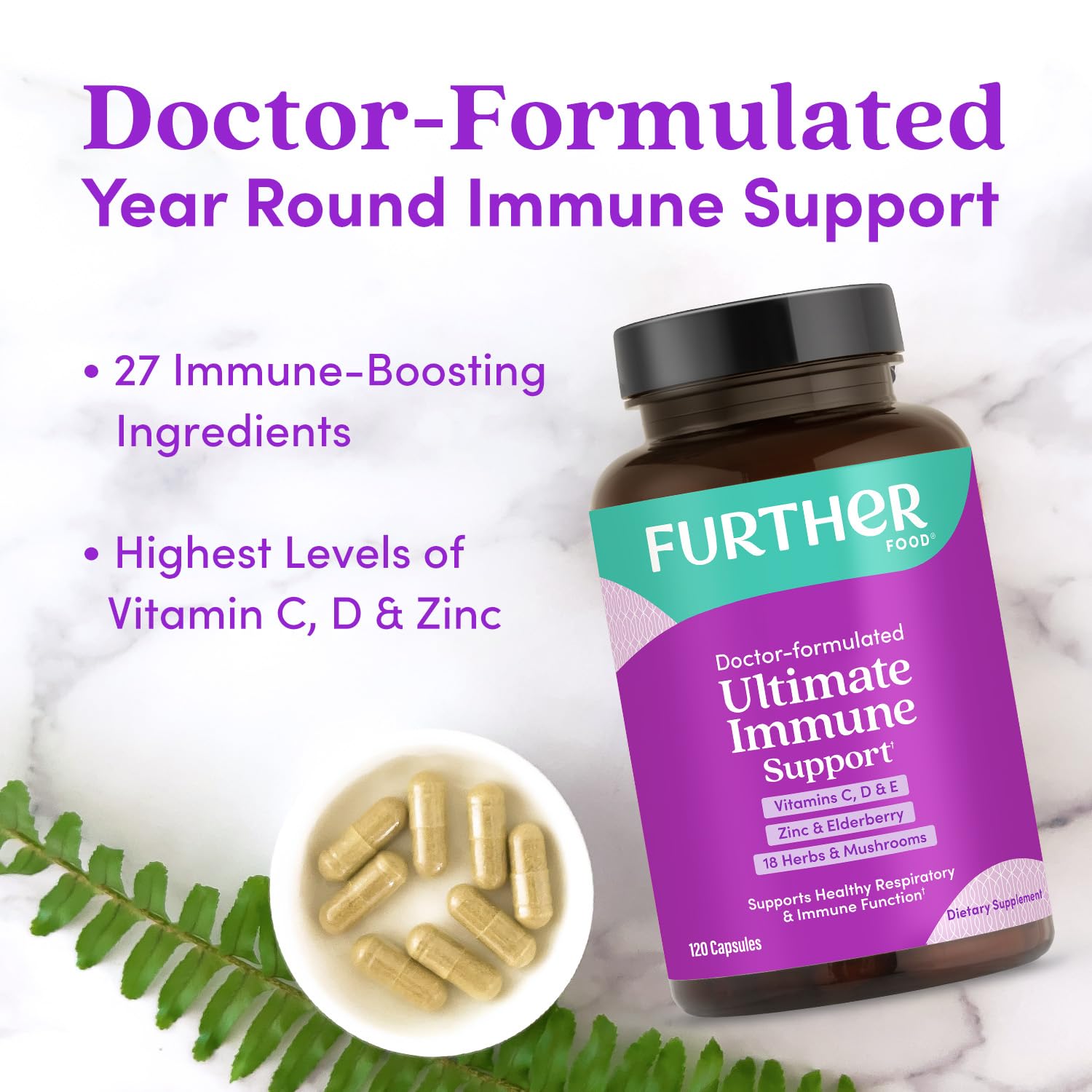 Foto 6 pulgar | Suplemento Further Food Ultimate Immune Support 120 Cápsulas - Venta Internacional.