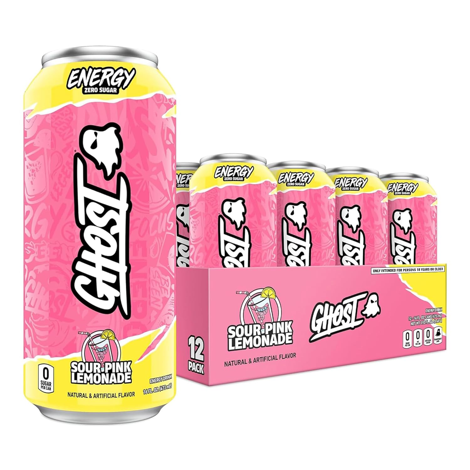 Foto 2 pulgar | Ghost Energy Bebida Energética 16 Onz 12 Pack Sour Pink Lemonade