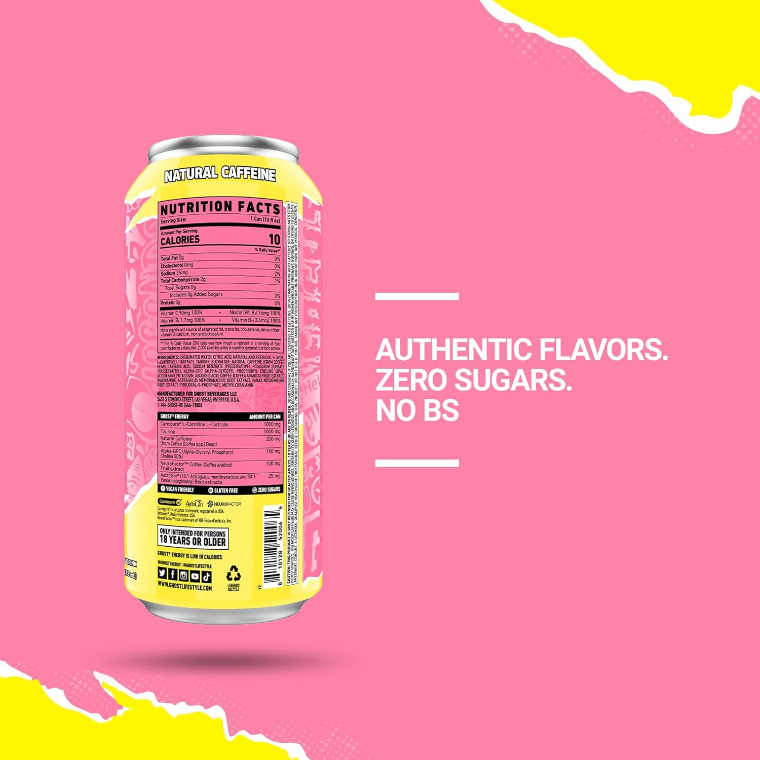 Foto 3 pulgar | Ghost Energy Bebida Energética 16 Onz 12 Pack Sour Pink Lemonade