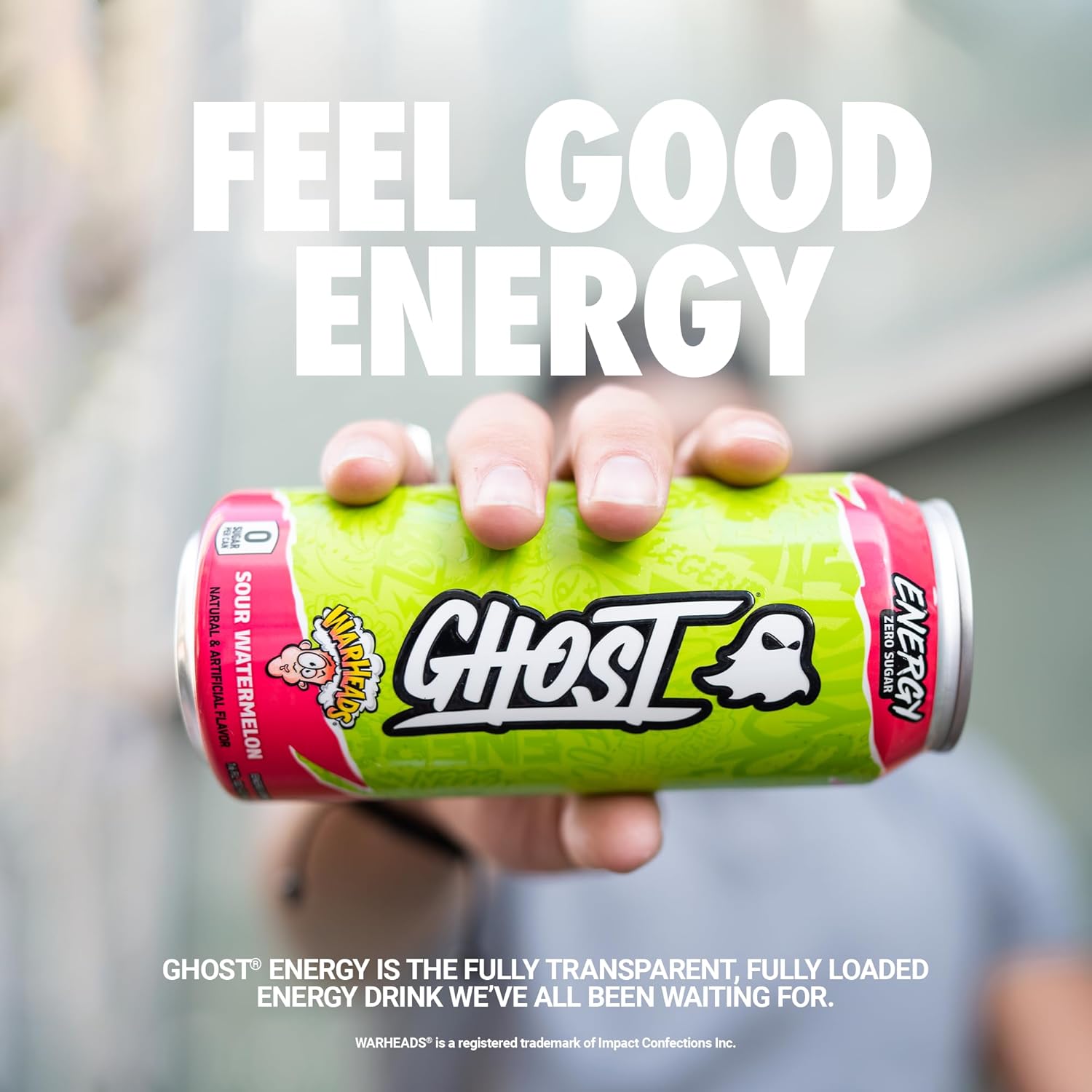 Foto 4 pulgar | Ghost Energy Bebida Energética 16 Onz 12 Latas Warheads Sour Watermelon