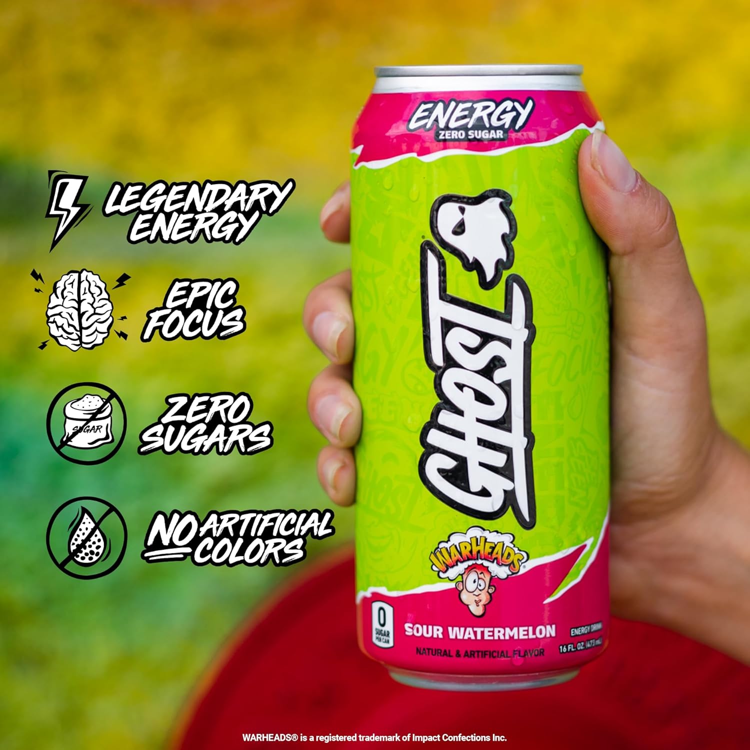 Foto 5 pulgar | Ghost Energy Bebida Energética 16 Onz 12 Latas Warheads Sour Watermelon