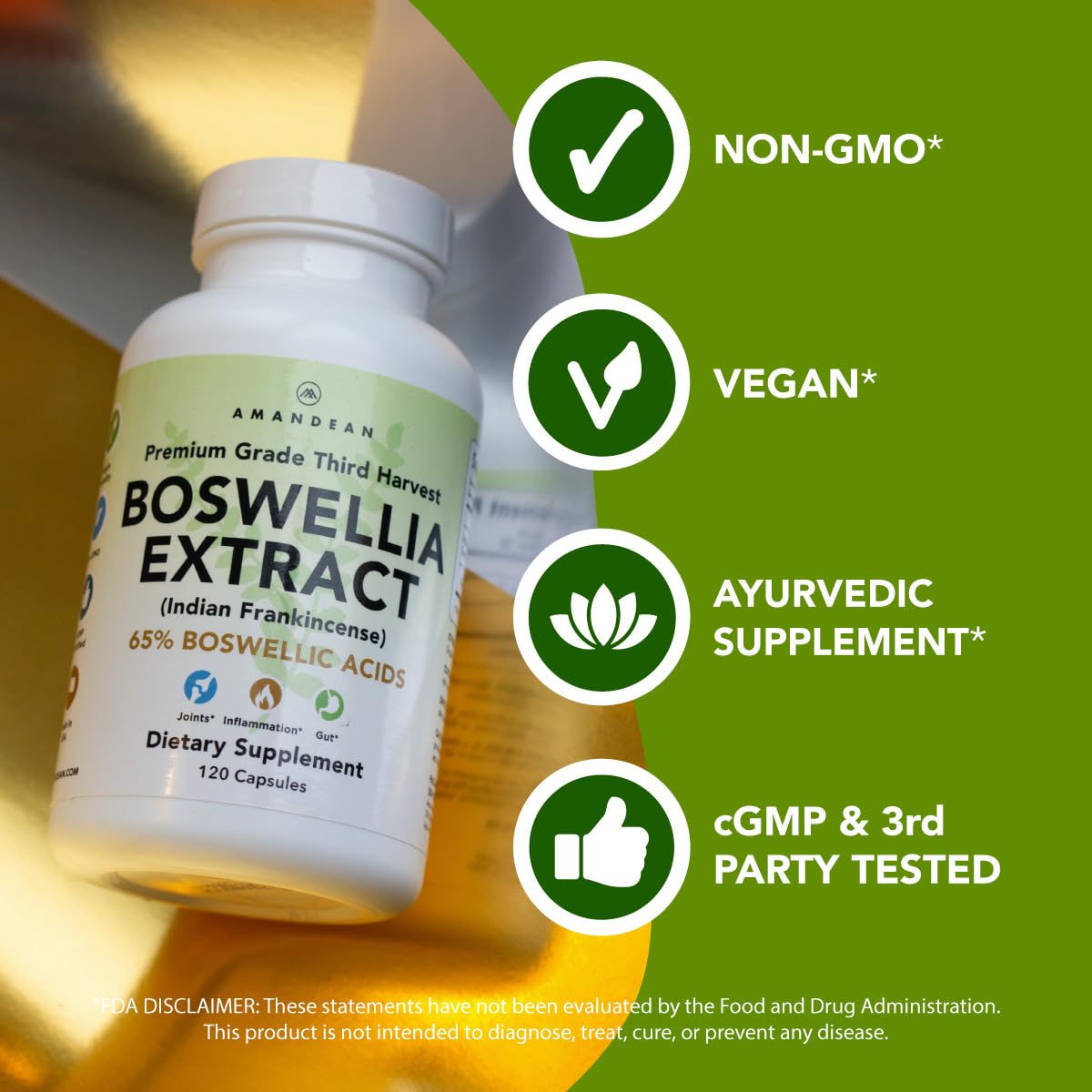 Foto 3 pulgar | Suplemento Amandean Extracto De Boswellia Serrata 500 Mg 120 Cápsulas - Venta Internacional.