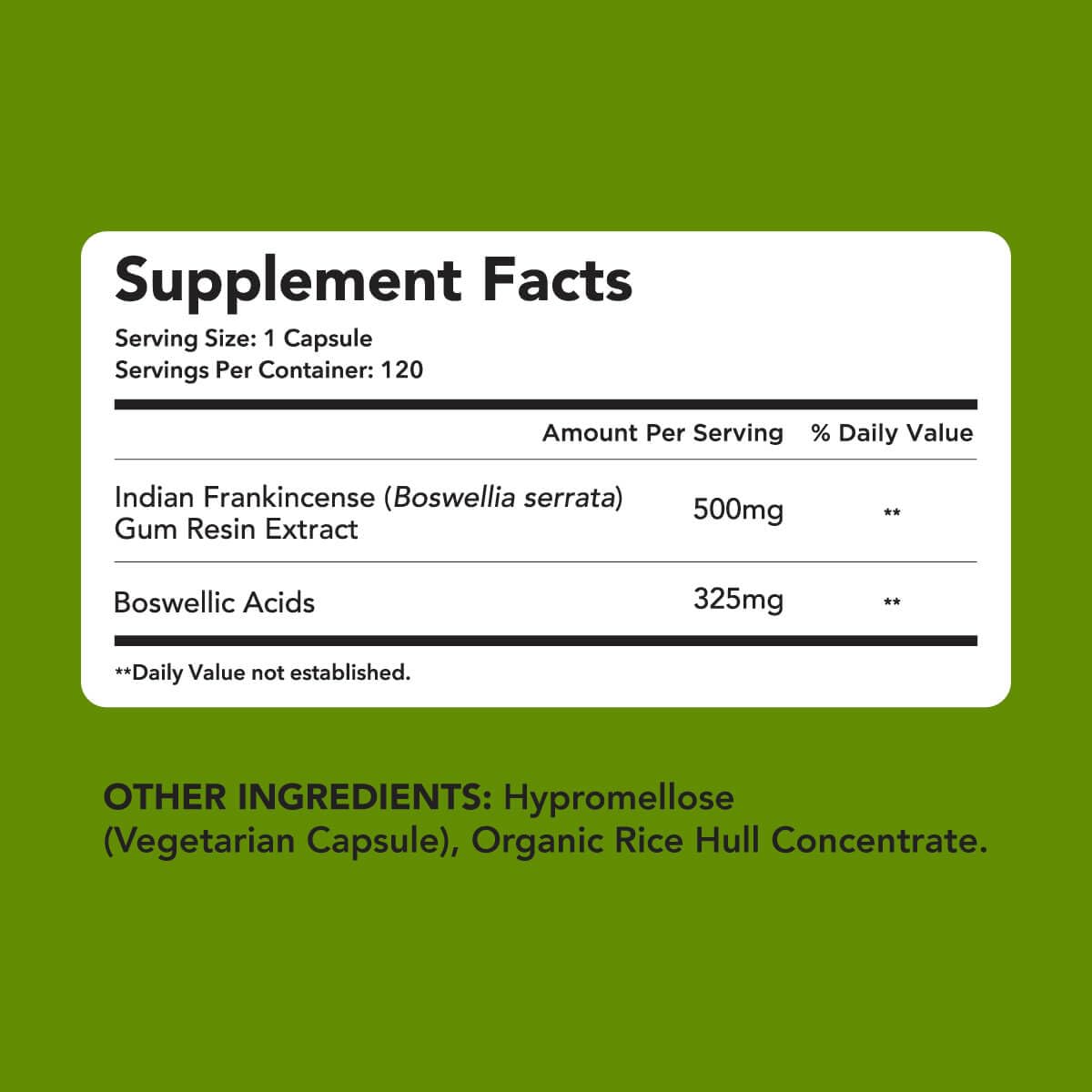 Foto 8 pulgar | Suplemento Amandean Extracto De Boswellia Serrata 500 Mg 120 Cápsulas - Venta Internacional.