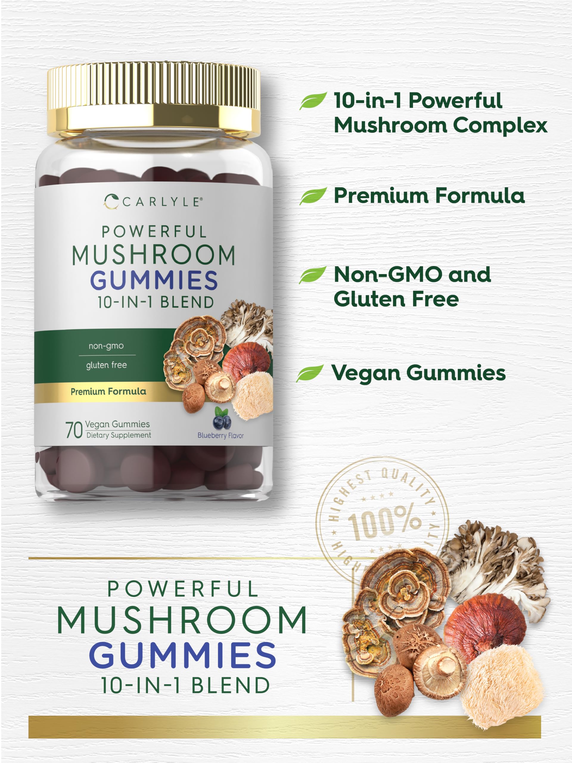 Foto 4 | Gomitas Suplementarias Carlyle Mushroom 70 Gomitas Veganas 10 En 1 - Venta Internacional.