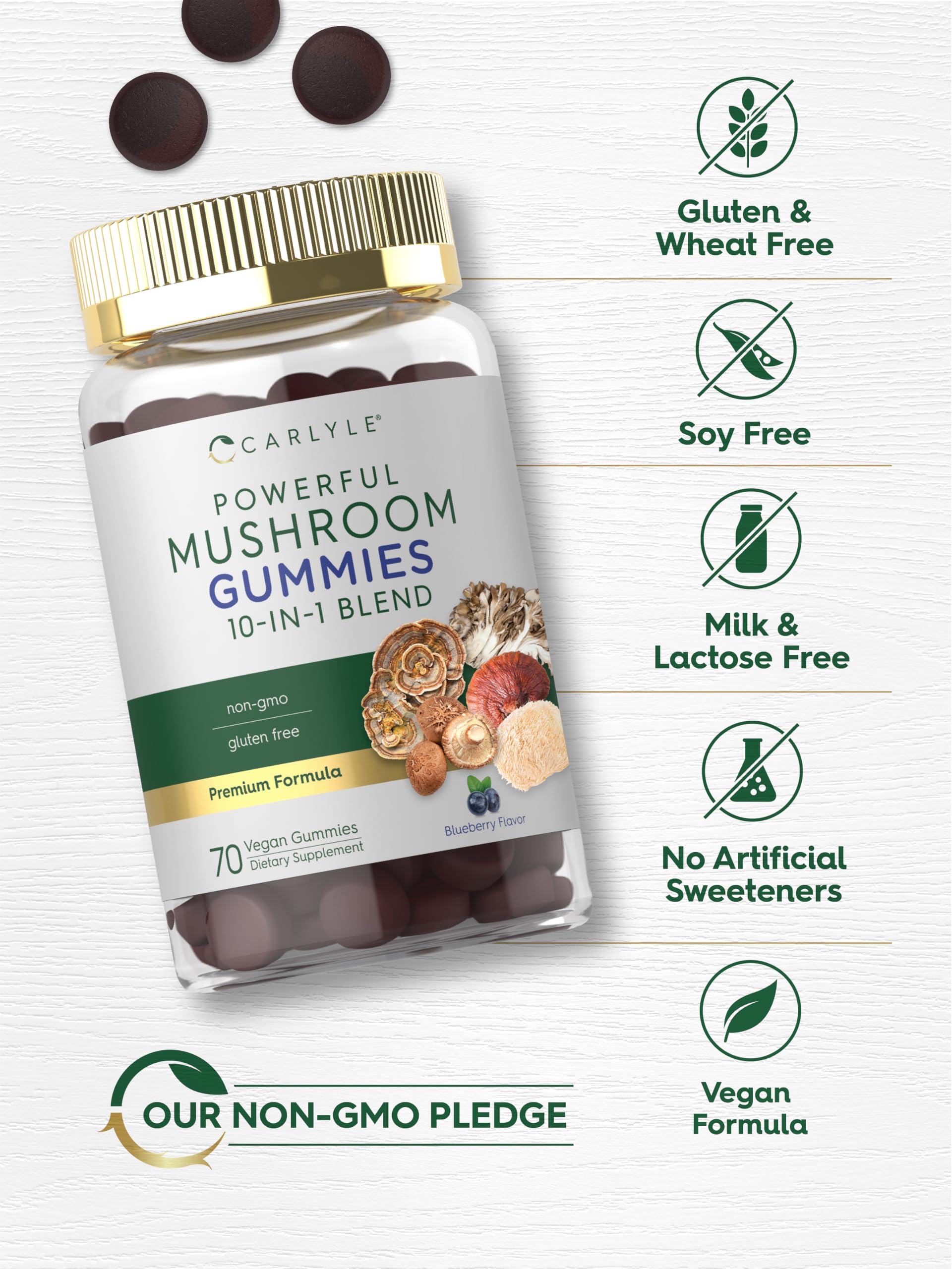 Foto 6 pulgar | Gomitas Suplementarias Carlyle Mushroom 70 Gomitas Veganas 10 En 1 - Venta Internacional.