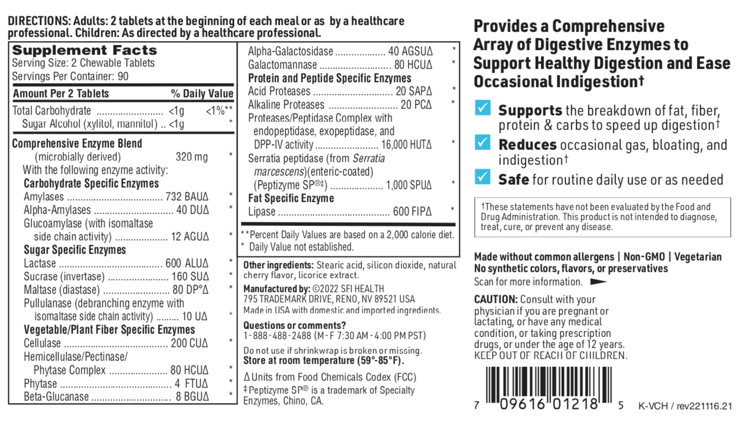 Foto 5 | Enzimas Digestivas Klaire Labs Sfi Health Vital-zymes 180 Chew - Venta Internacional.