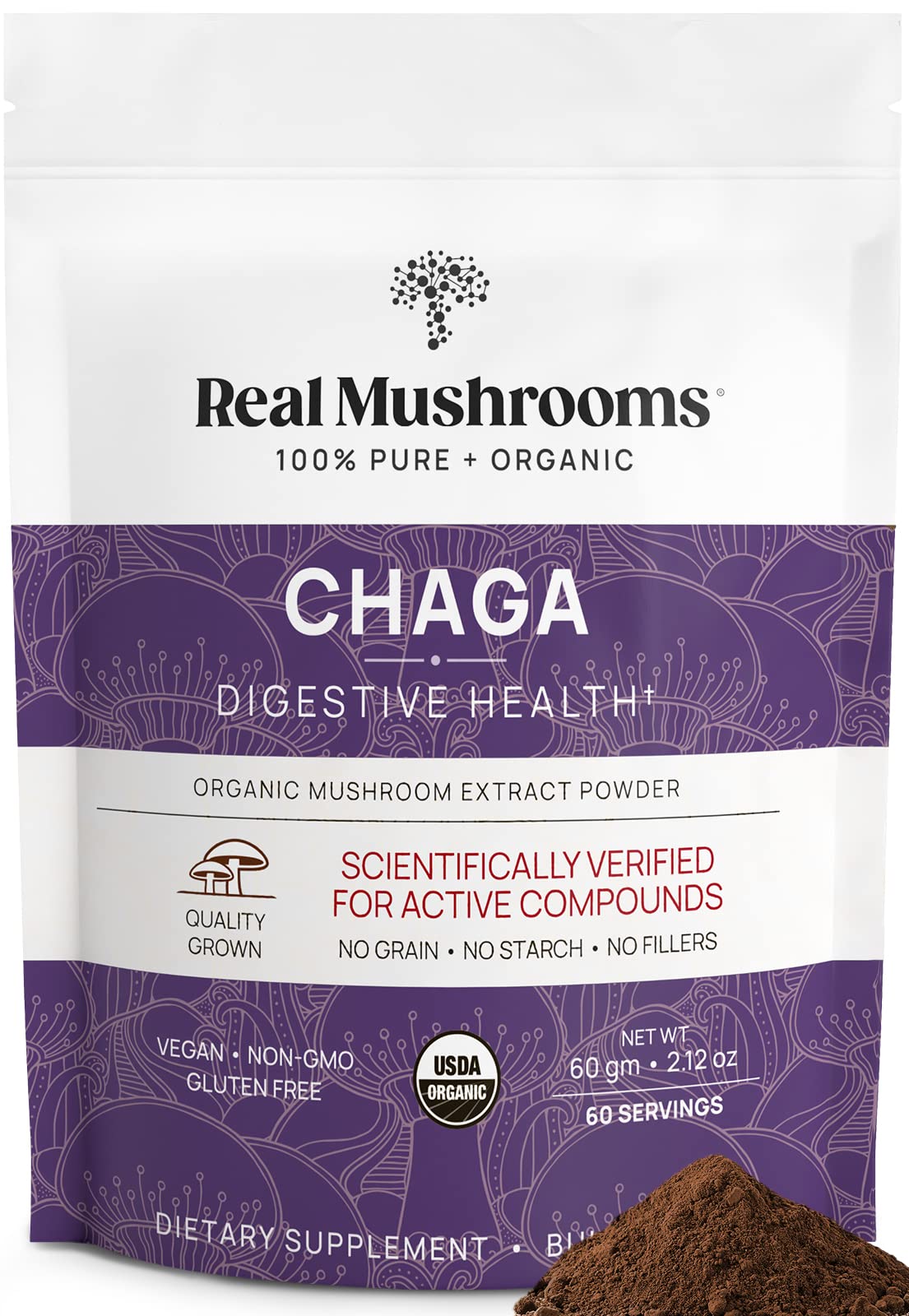 Foto 2 pulgar | Suplemento De Hongos Reales En Polvo De Chaga, 60 Porciones - Venta Internacional.