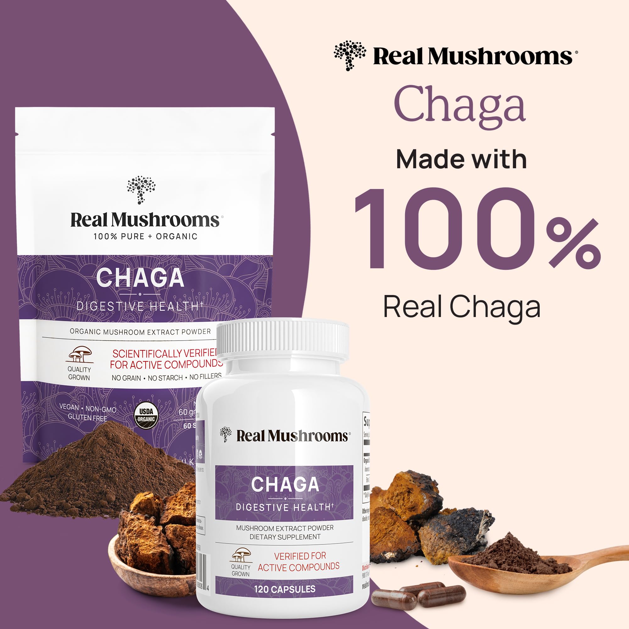 Foto 3 pulgar | Suplemento De Hongos Reales En Polvo De Chaga, 60 Porciones - Venta Internacional.