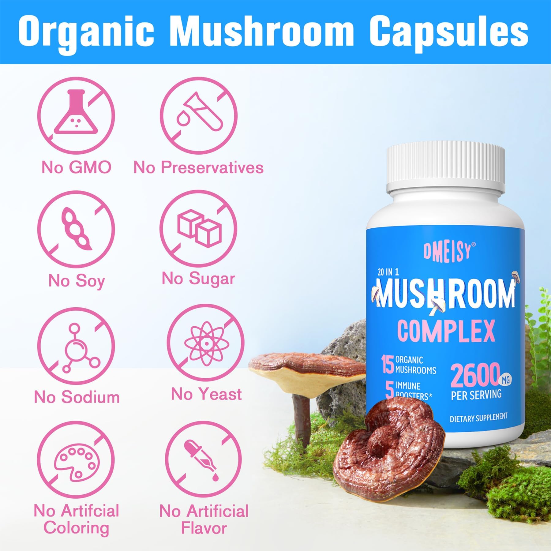 Foto 8 pulgar | Suplemento Dmeisy Mushroom 2600 Mg Con Melena De León Y Cordyceps - Venta Internacional.